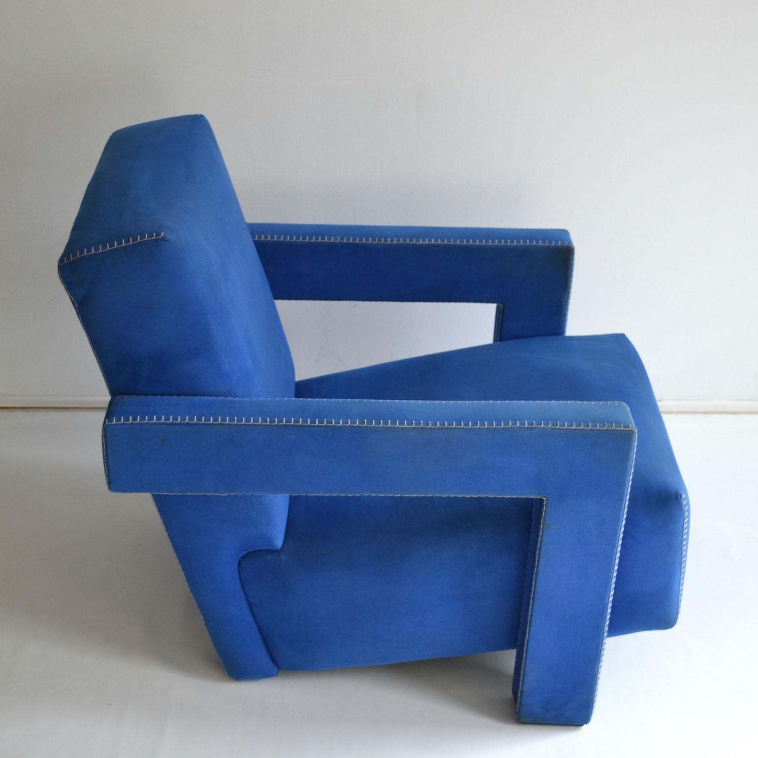 Italian Blue 'Utrecht' Chair by Dutch Gerrit Rietveld for Cassina 1980s Italy