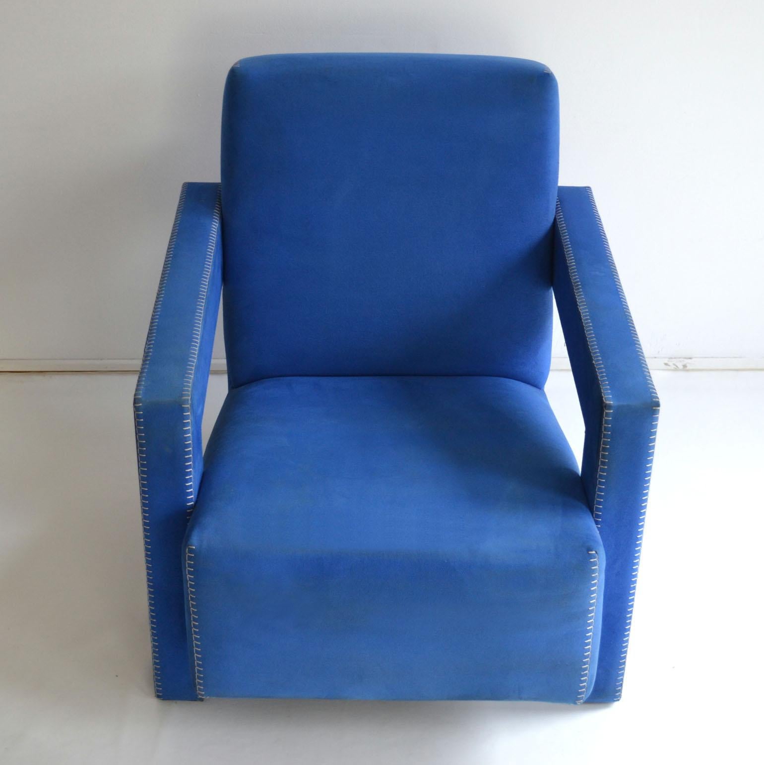 Textile Blue 'Utrecht' Chair by Dutch Gerrit Rietveld for Cassina 1980s Italy