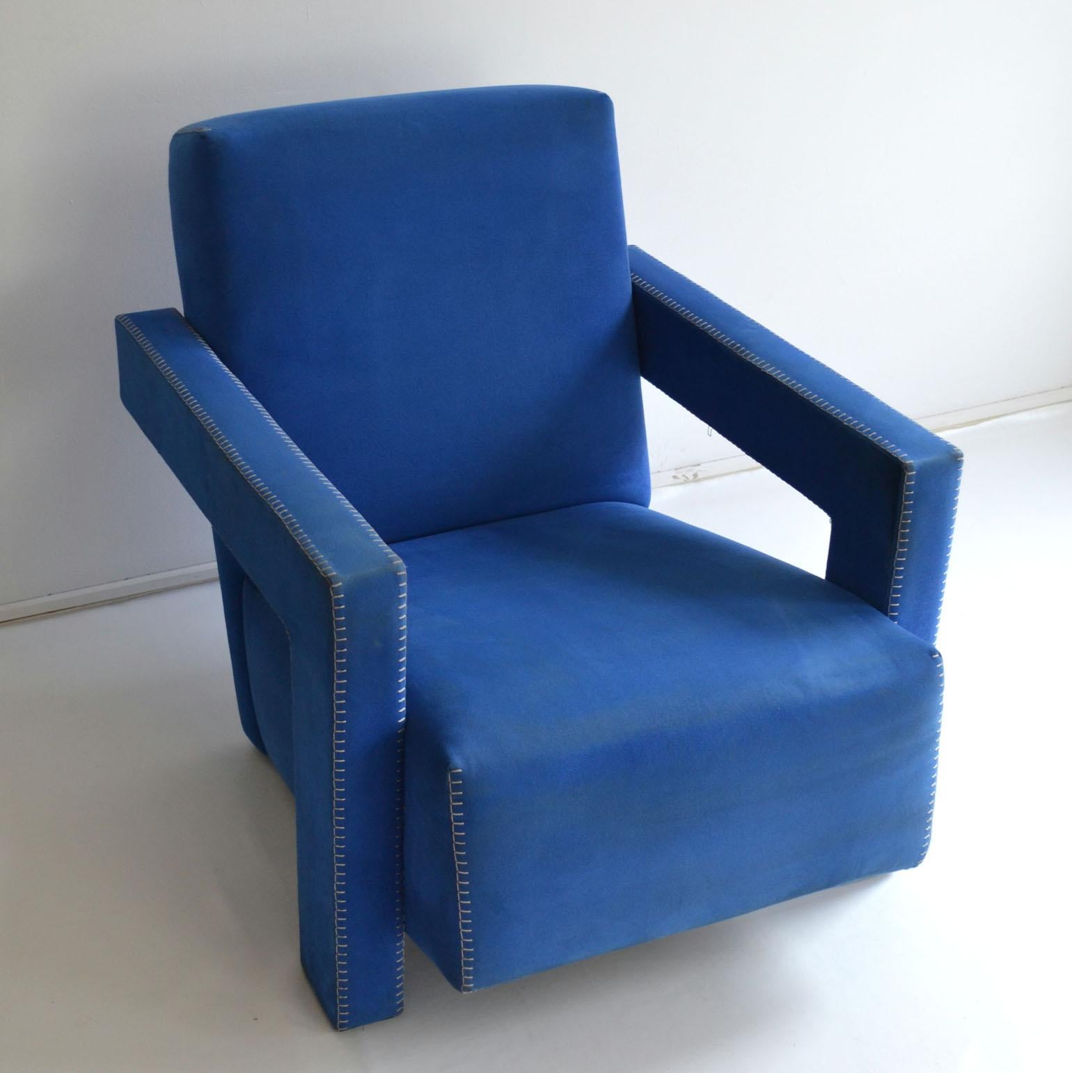 Blue 'Utrecht' Chair by Dutch Gerrit Rietveld for Cassina 1980s Italy 1