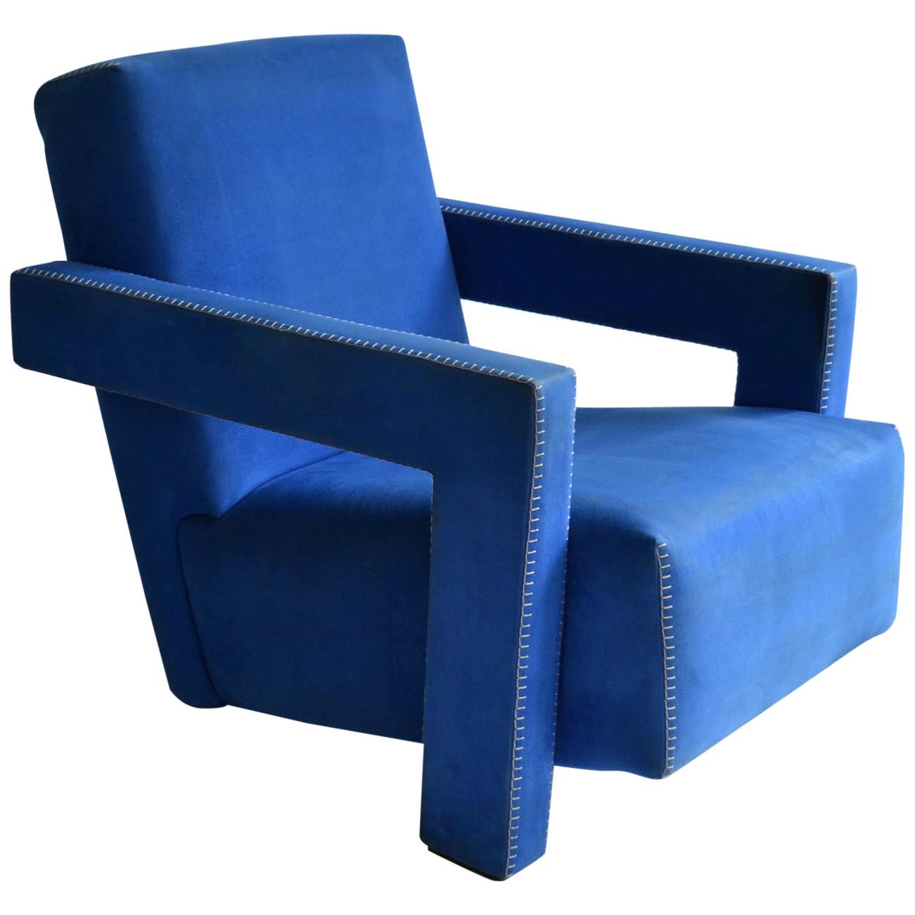 Blue 'Utrecht' Chair by Dutch Gerrit Rietveld for Cassina 1980s Italy