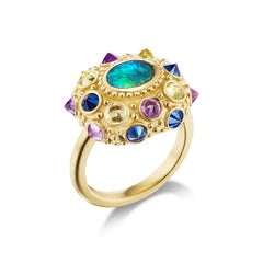 AnaKatarina Gold, Opal, Peridot, Amethyst, and Sapphire 'Blue Valentine' Ring