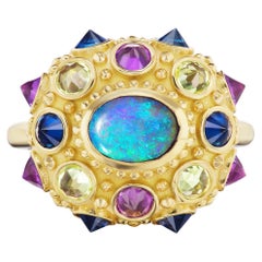 AnaKatarina Gold, Opal, Peridot, Amethyst, and Sapphire 'Blue Valentine' Ring