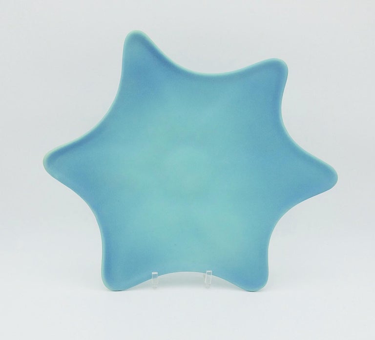 Blue Van Briggle Pottery Serving Tray or Platter in a Star Shape For