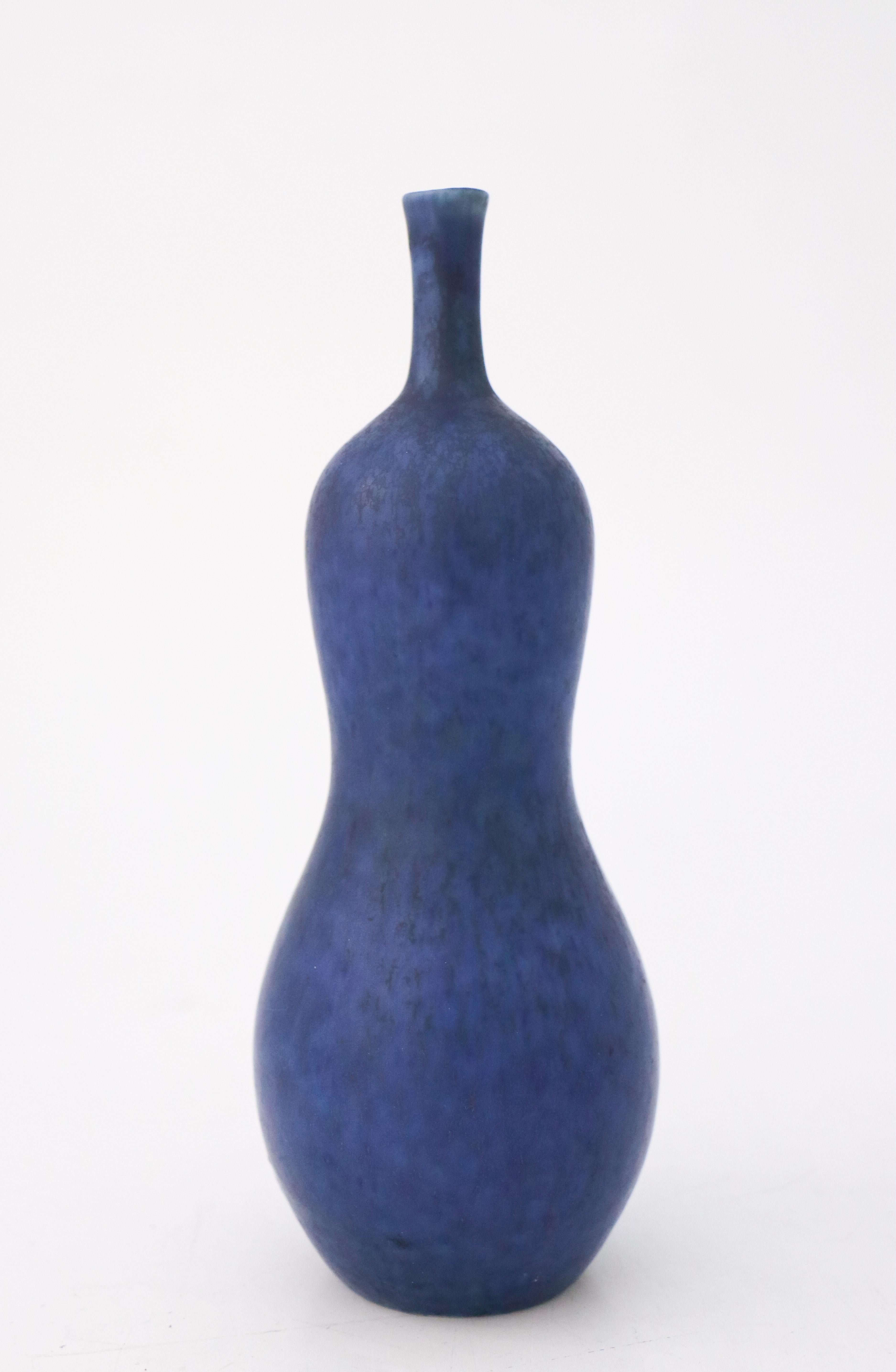 Swedish Unique Blue Vase, Carl-Harry Stålhane, Rörstrand, Midcentury Vintage, 1940s For Sale