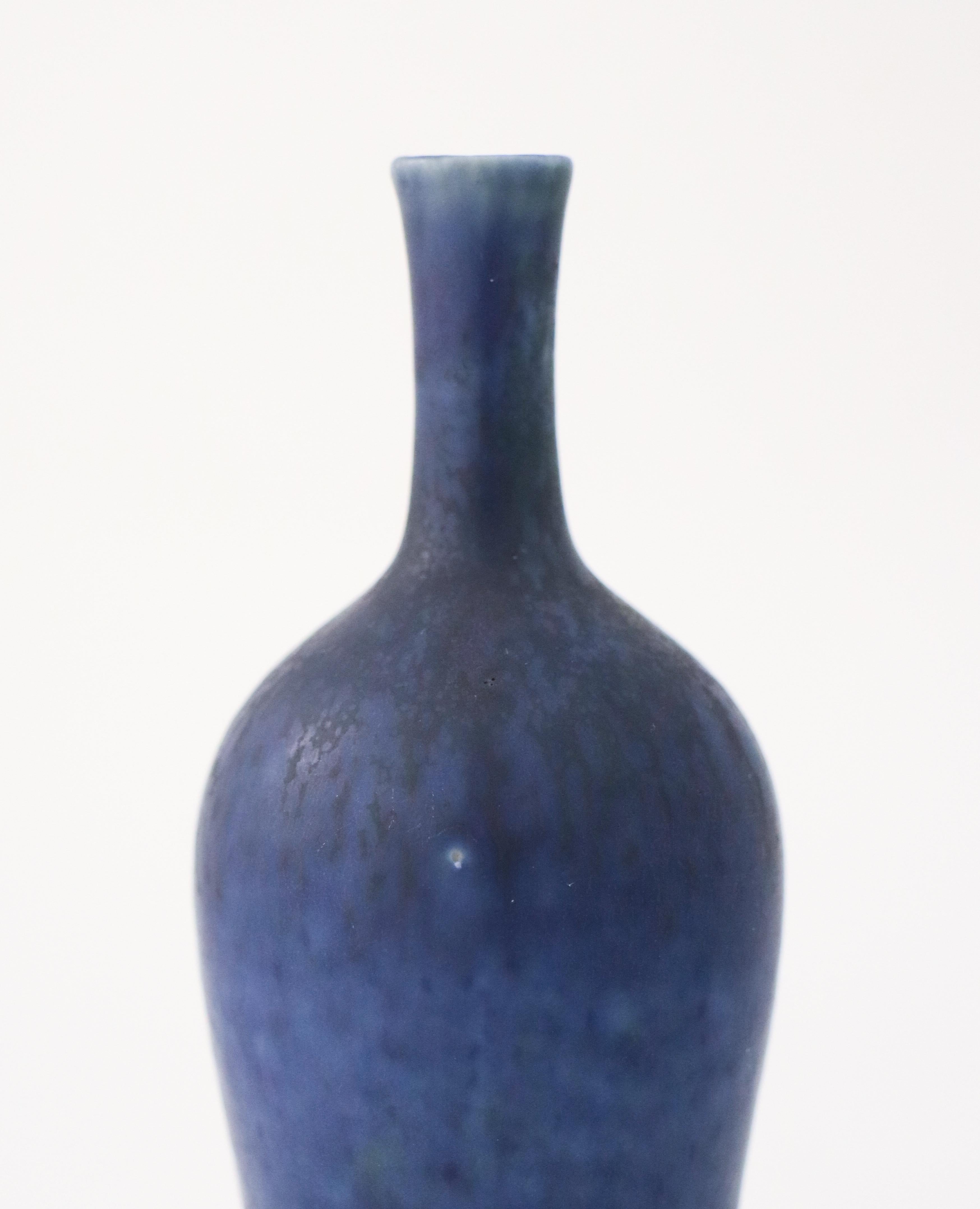 20th Century Unique Blue Vase, Carl-Harry Stålhane, Rörstrand, Midcentury Vintage, 1940s For Sale
