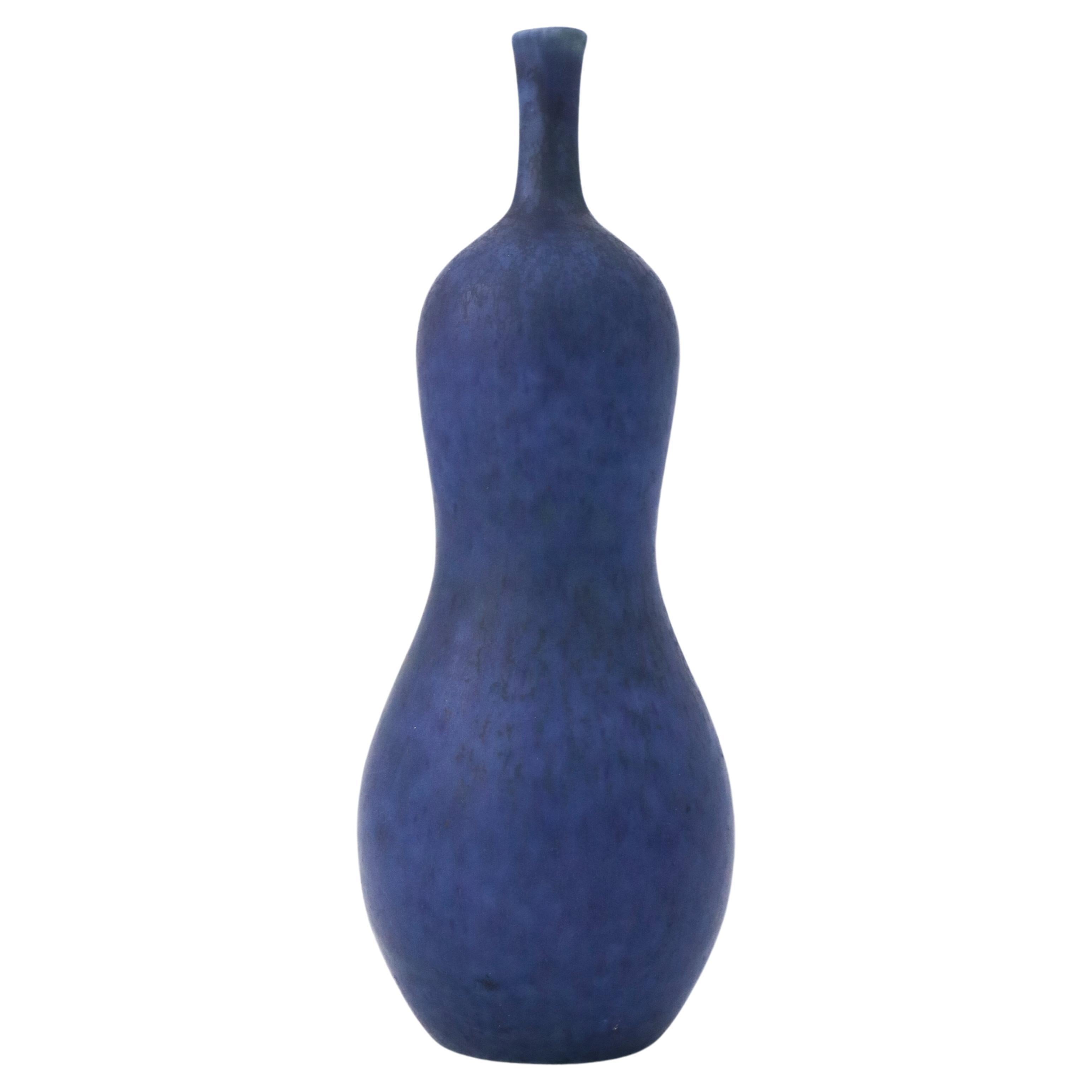 Unique Blue Vase, Carl-Harry Stålhane, Rörstrand, Midcentury Vintage, 1940s For Sale