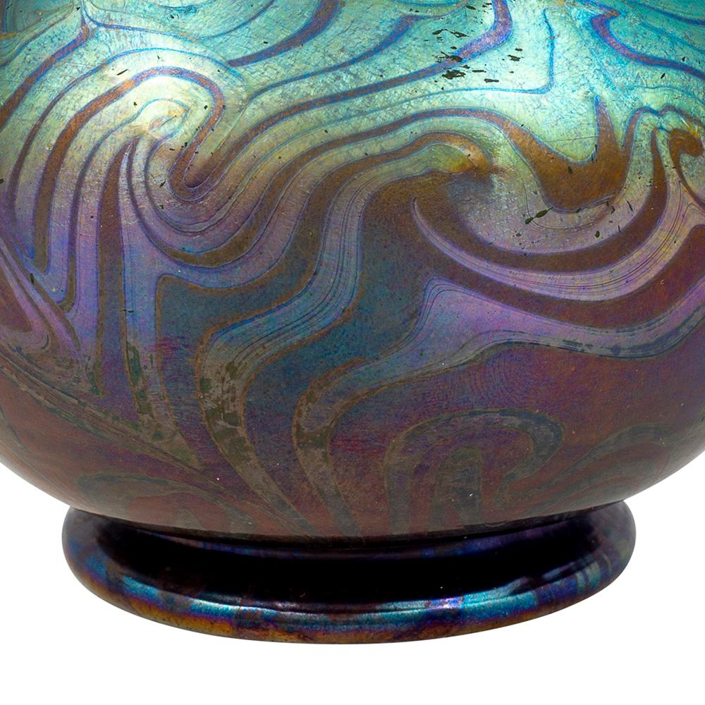 American Blue Vase Decorated Art Glass Louis Comfort Tiffany New York, 1900 For Sale