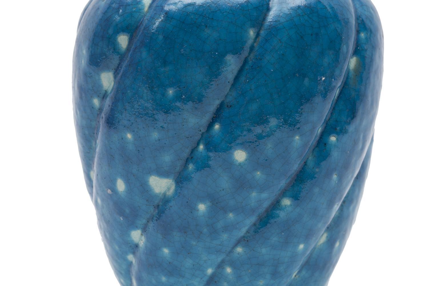 Glazed Blue Vase, Edmond Lachenal, France, circa 1900 For Sale