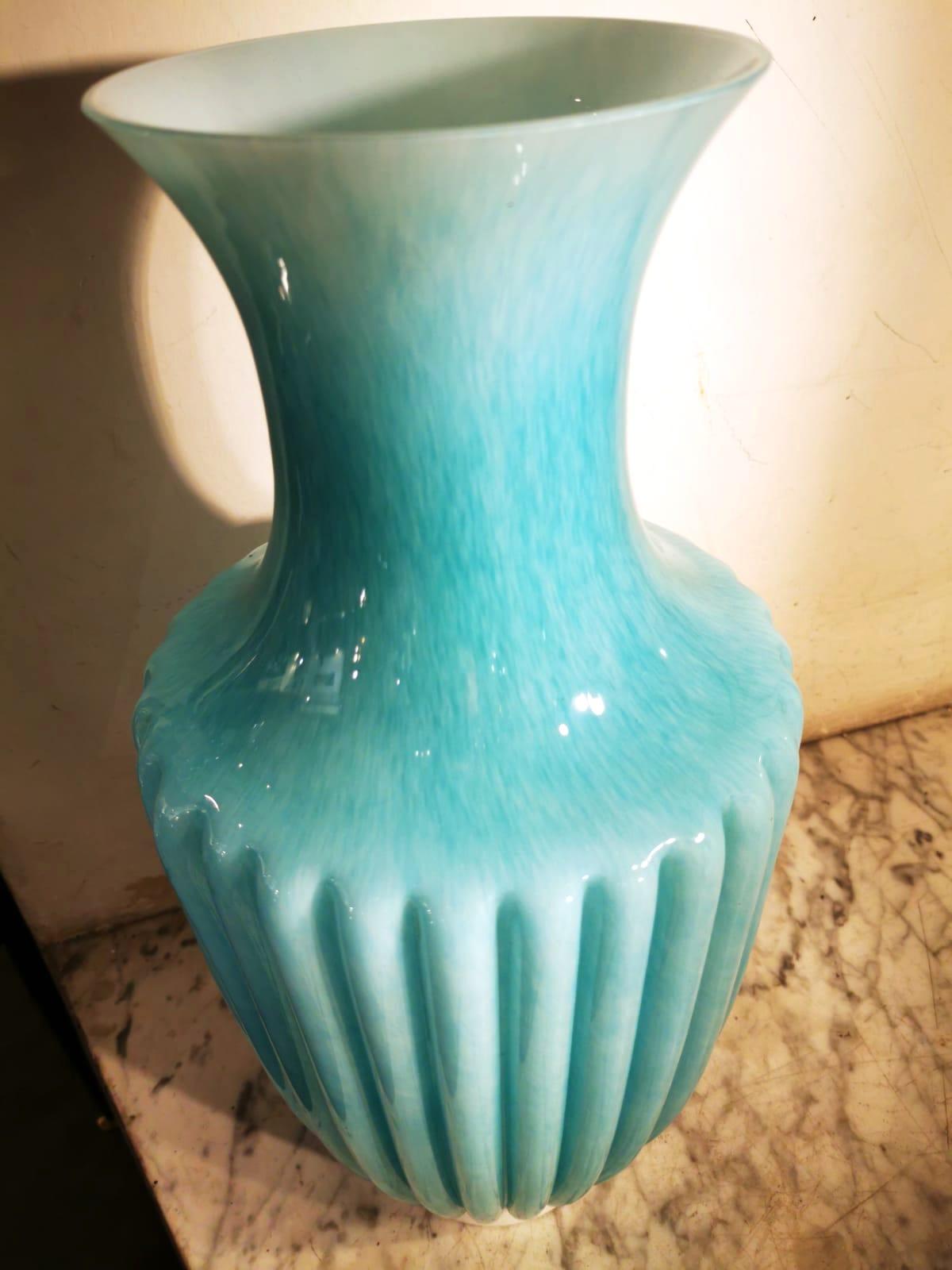 Blue Vase, Ercole Barovier, 1980s In Good Condition In Roma, IT