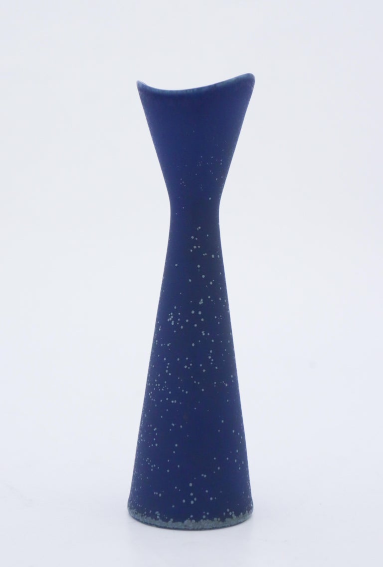 Scandinavian Modern Blue Vase, Gunnar Nylund, Nymölle, 1960s For Sale