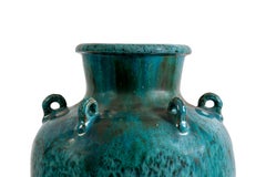 Blue Vase in Flamed Stoneware, 20th Century