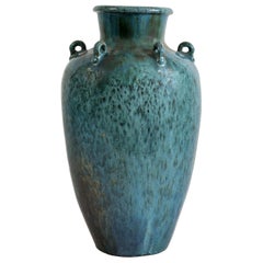 Blue Vase in Flamed Stoneware, 20th Century