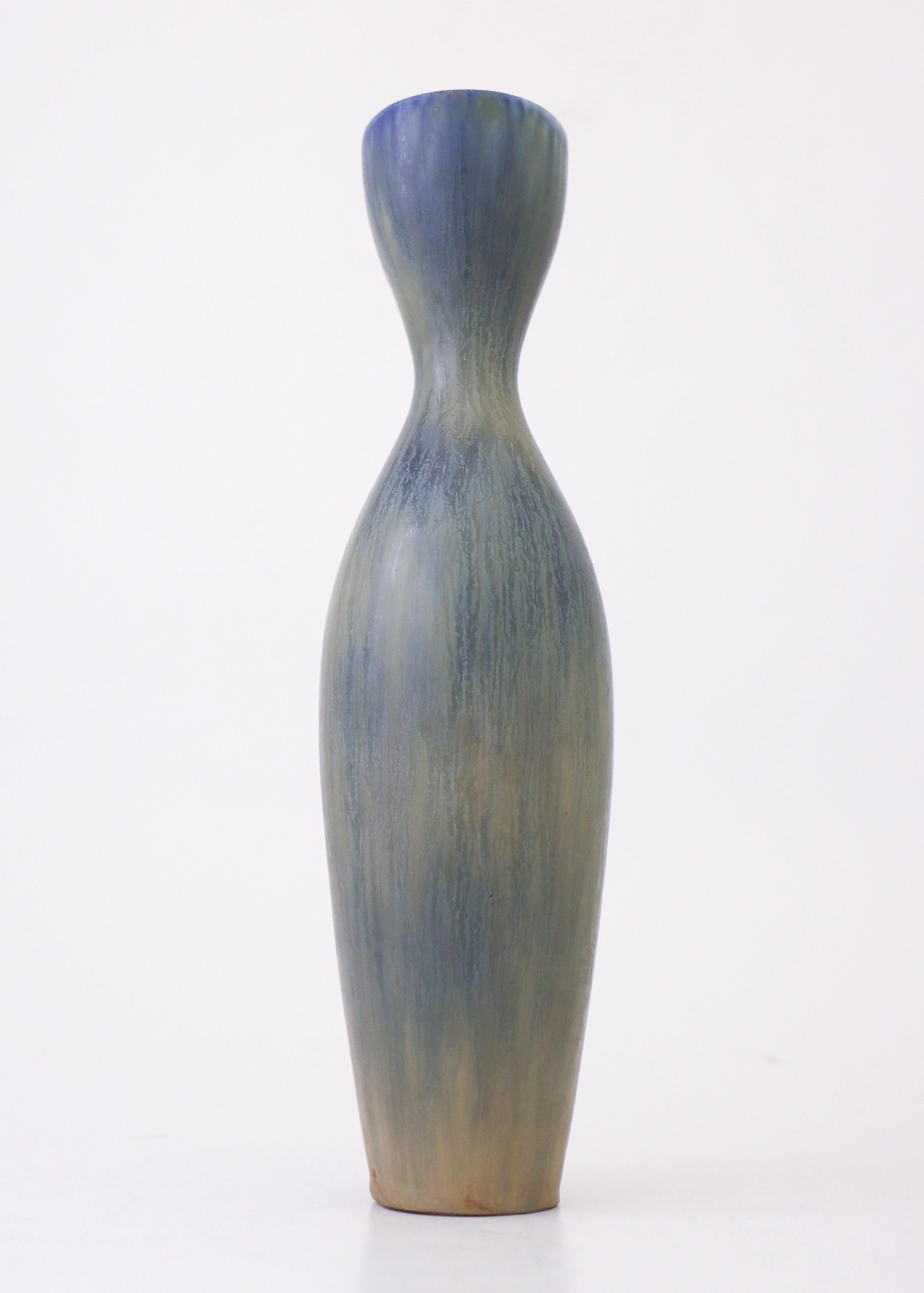 Scandinavian Modern Blue Vase - Lovely Glaze Carl-Harry Stålhane Rörstrand, Midcentury Vintage For Sale