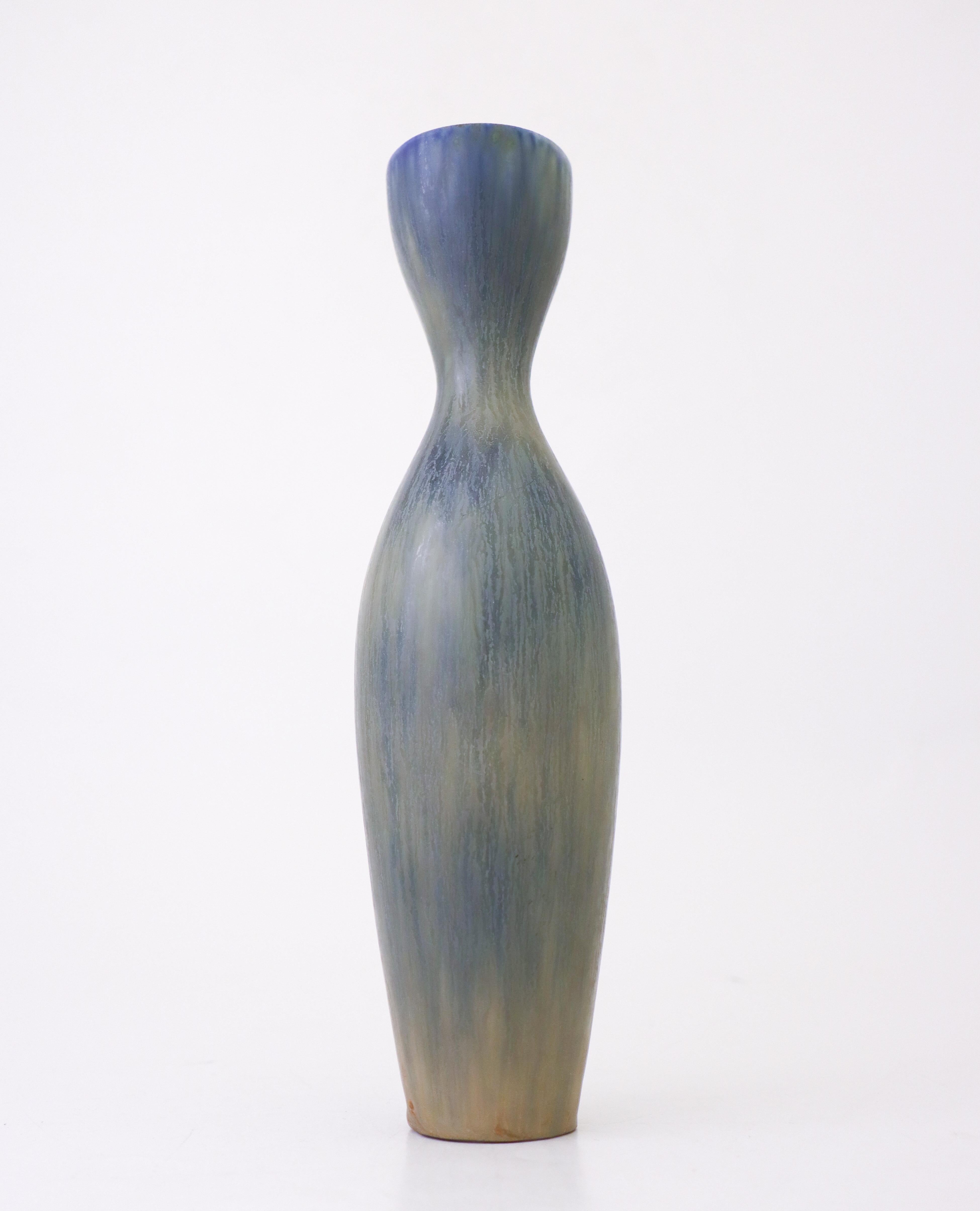 Glazed Blue Vase - Lovely Glaze Carl-Harry Stålhane Rörstrand, Midcentury Vintage For Sale