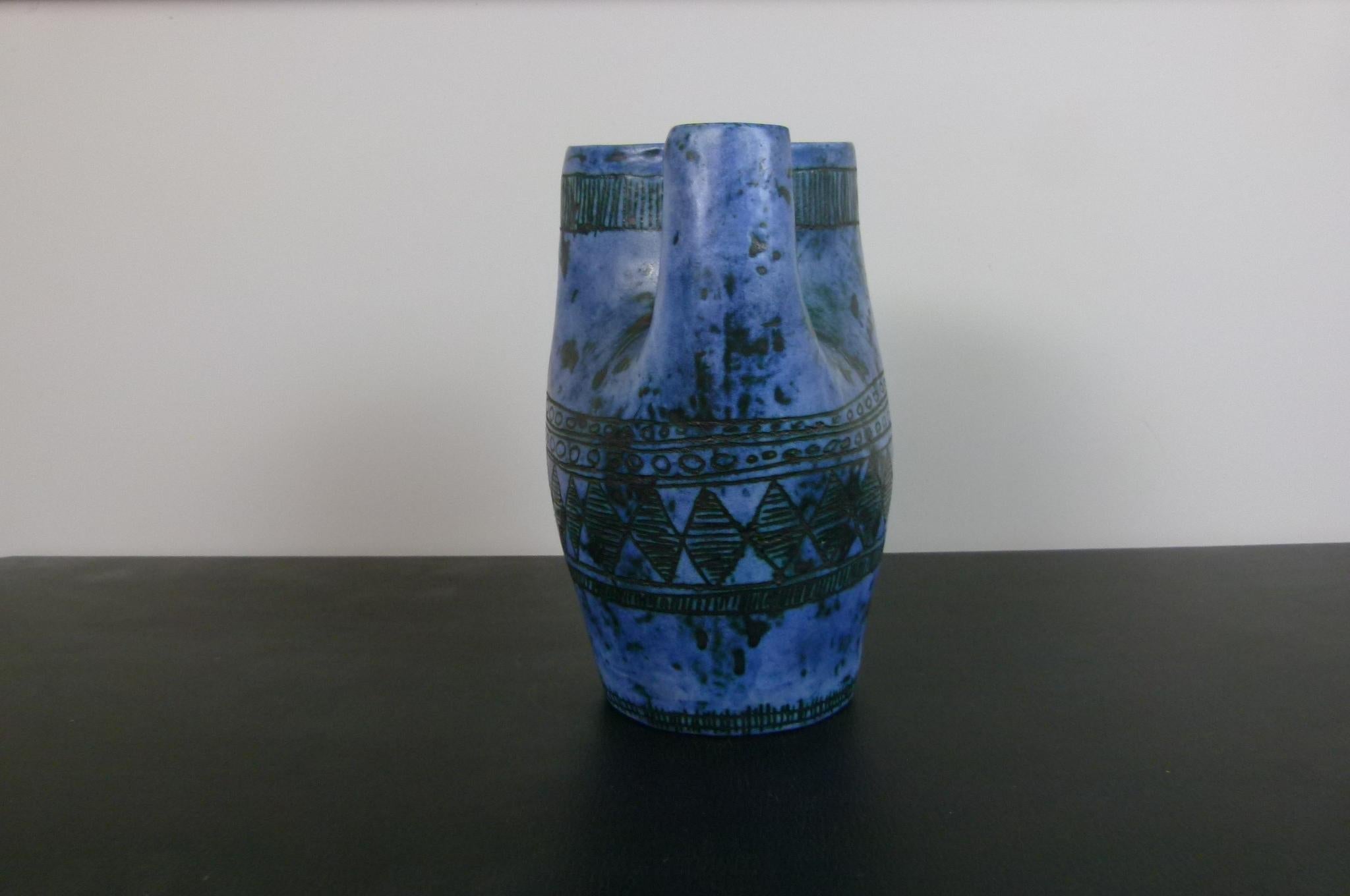 Blue Vase-Pitcher by Jacques Blin, circa 1950 For Sale 1
