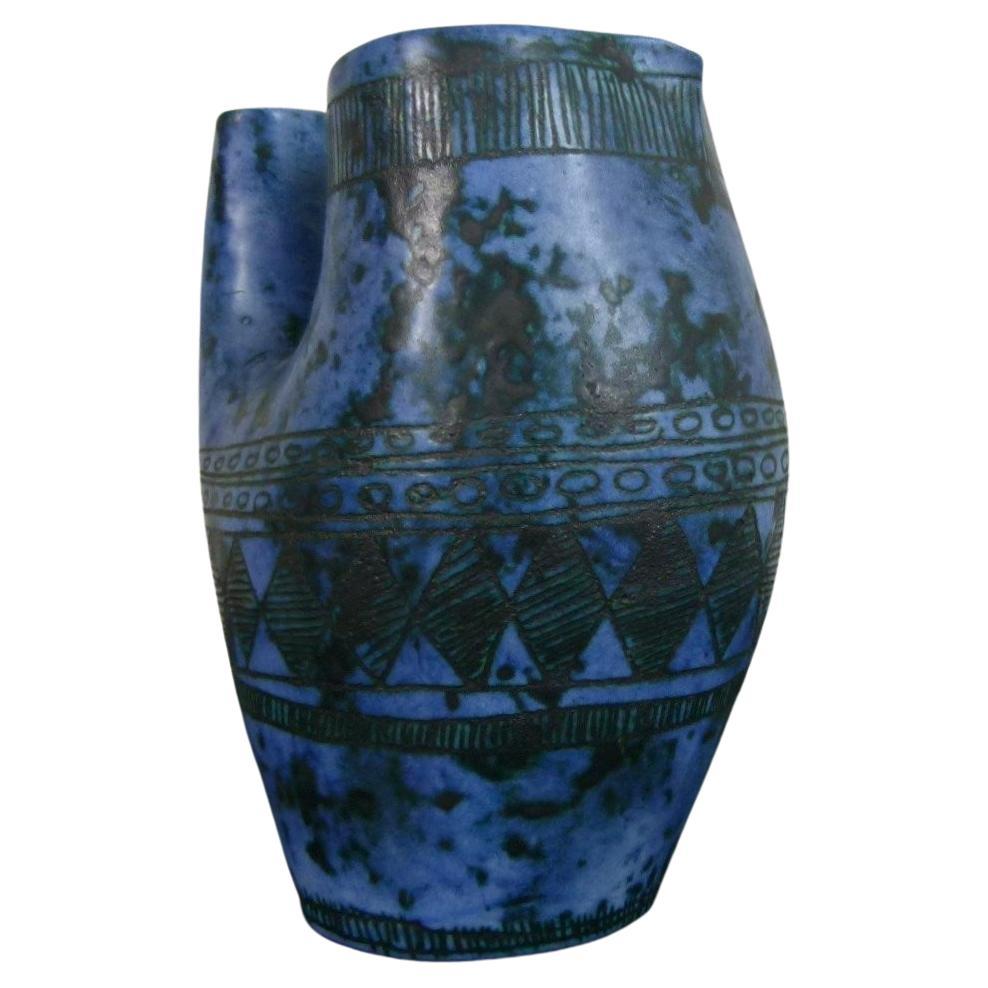 Blue Vase-Pitcher by Jacques Blin, circa 1950 For Sale