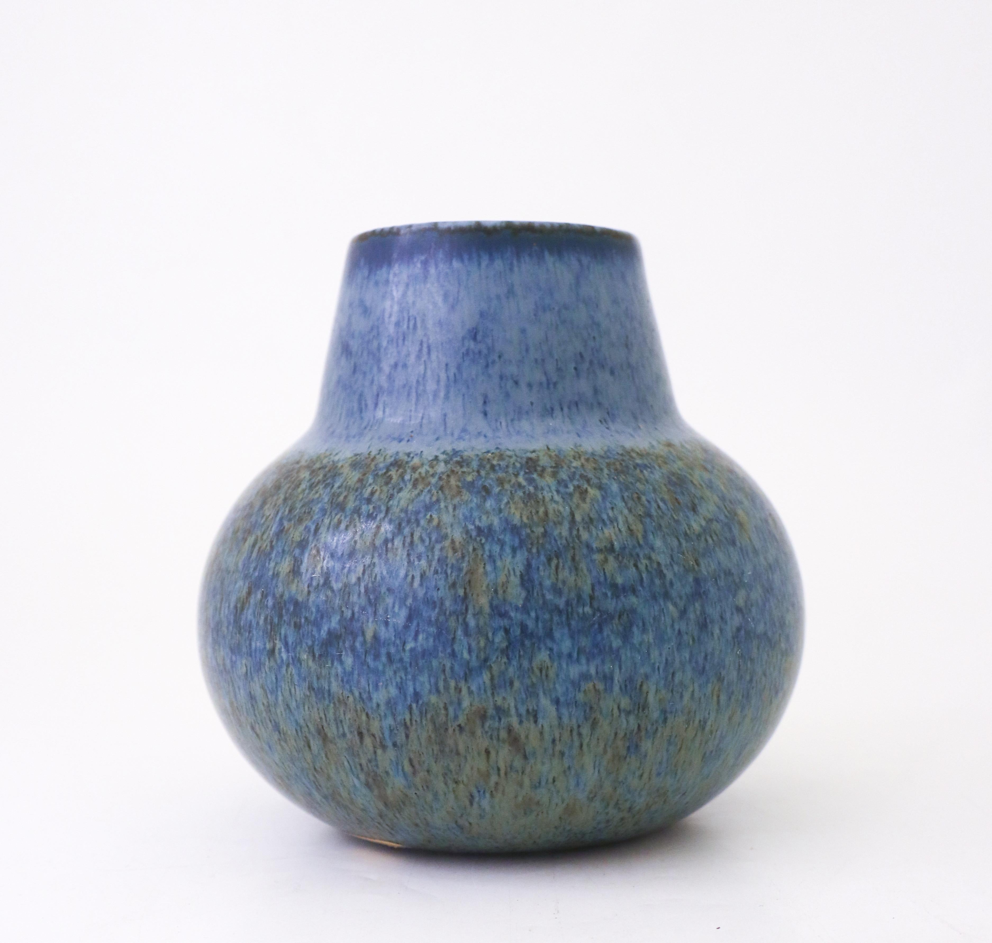 Glazed Blue Vase with a Lovely Glaze Carl-Harry Stålhane Rörstrand, Midcentury Vintage For Sale
