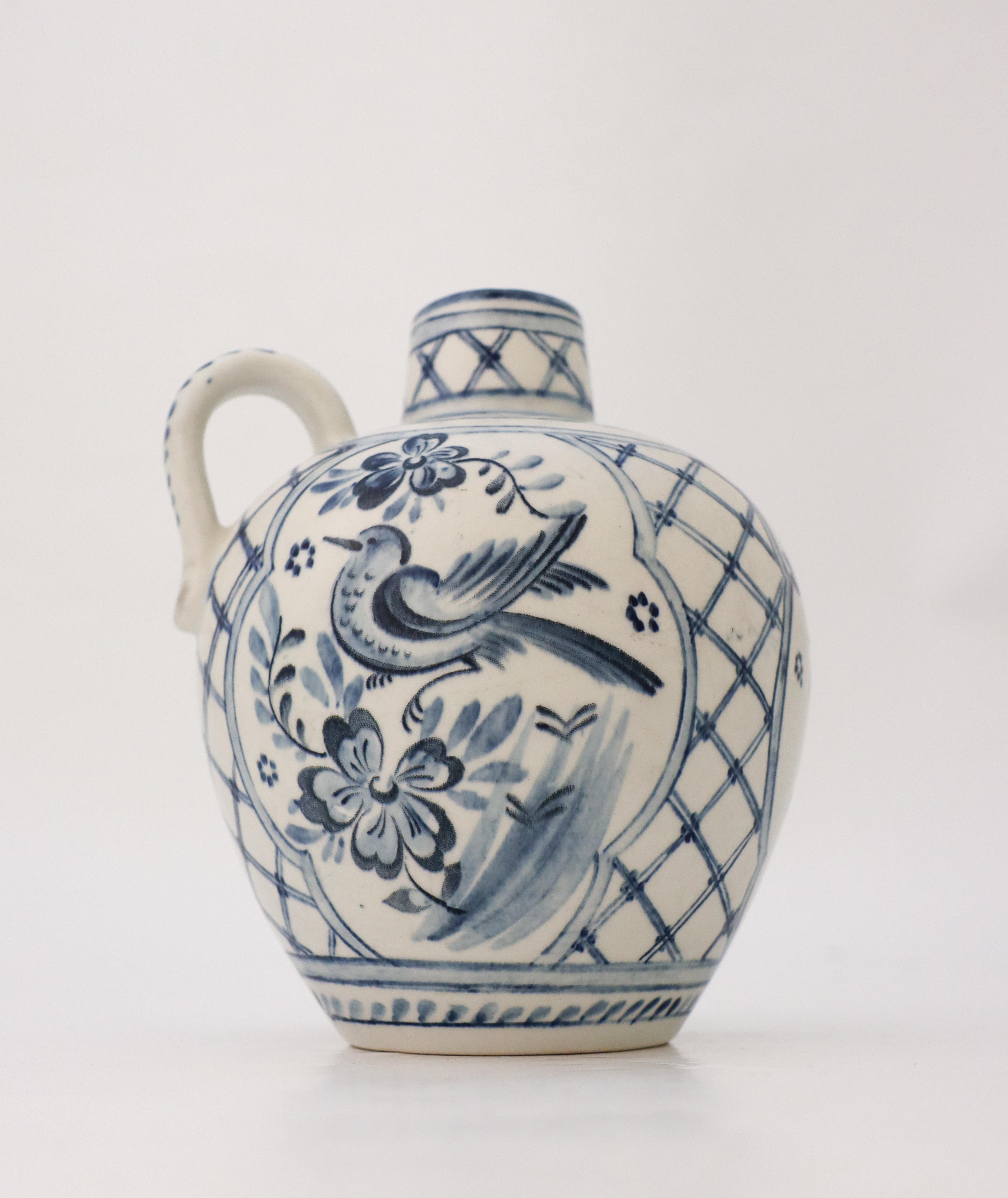 Swedish Blue Vase with bird - Ilse Claesson - Rörstrand  For Sale