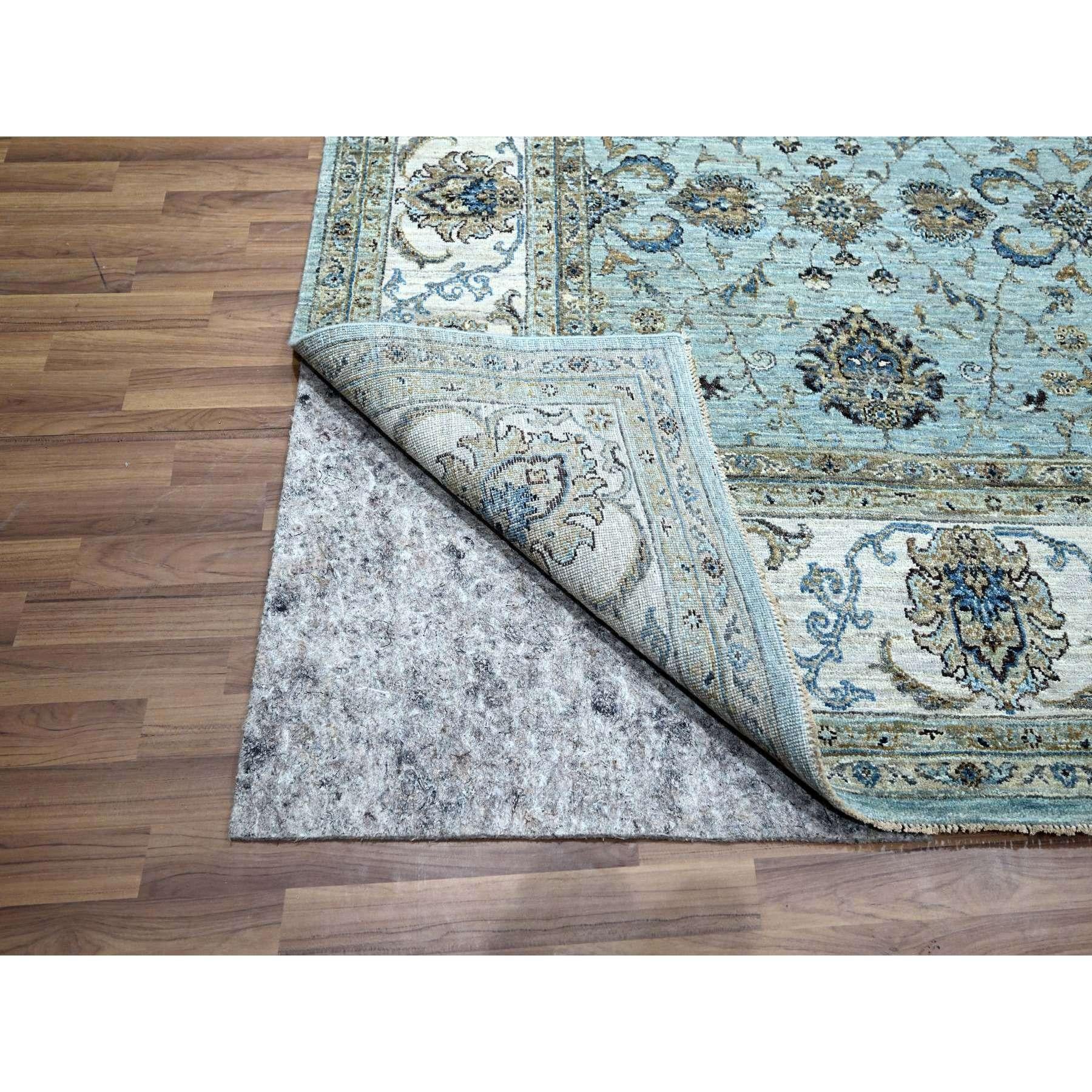 Noué à la main Tapis Agra Shah Abbas à teintures végétales bleues à motif de vignes nouées à la main 8'1