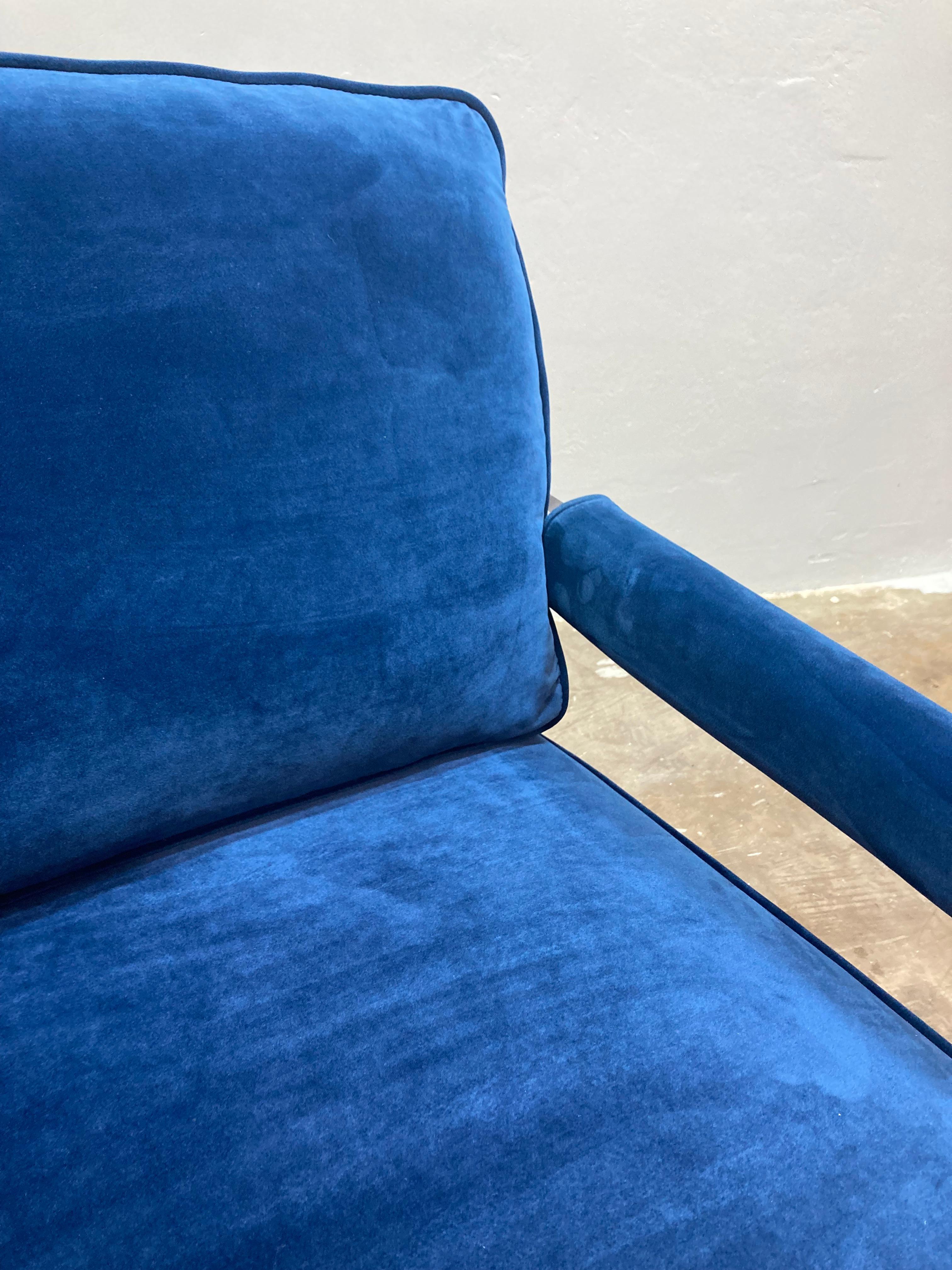 Blue Velvet & Acrylic Arm-Chairs For Sale 1