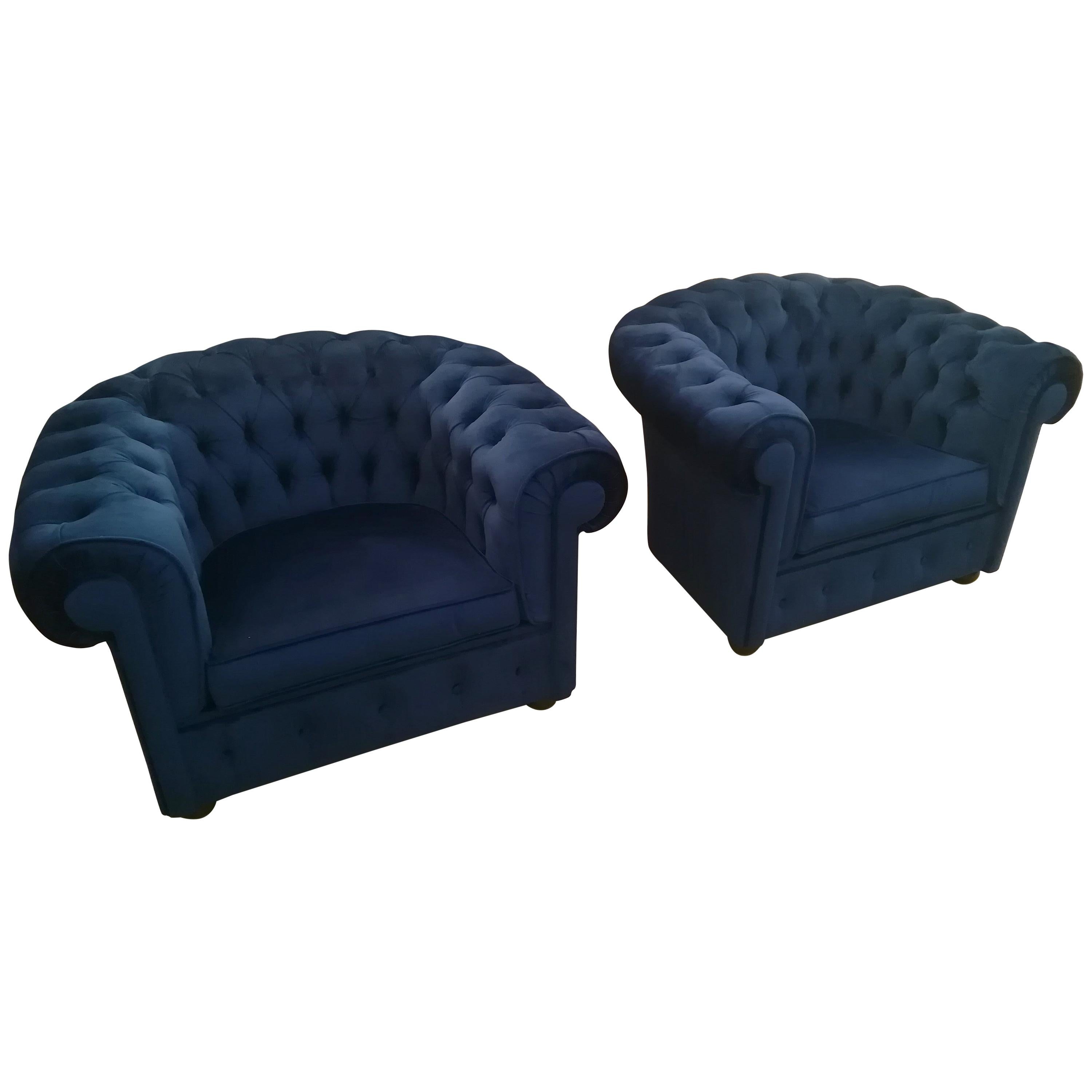 Blue Velvet Armchairs