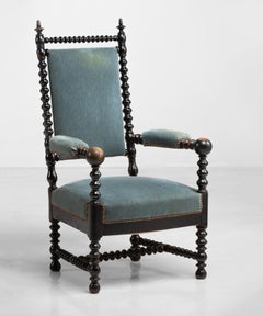 Blue Velvet Bobbin Chair, circa 1890