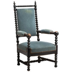 Blue Velvet Bobbin Chair, circa 1890
