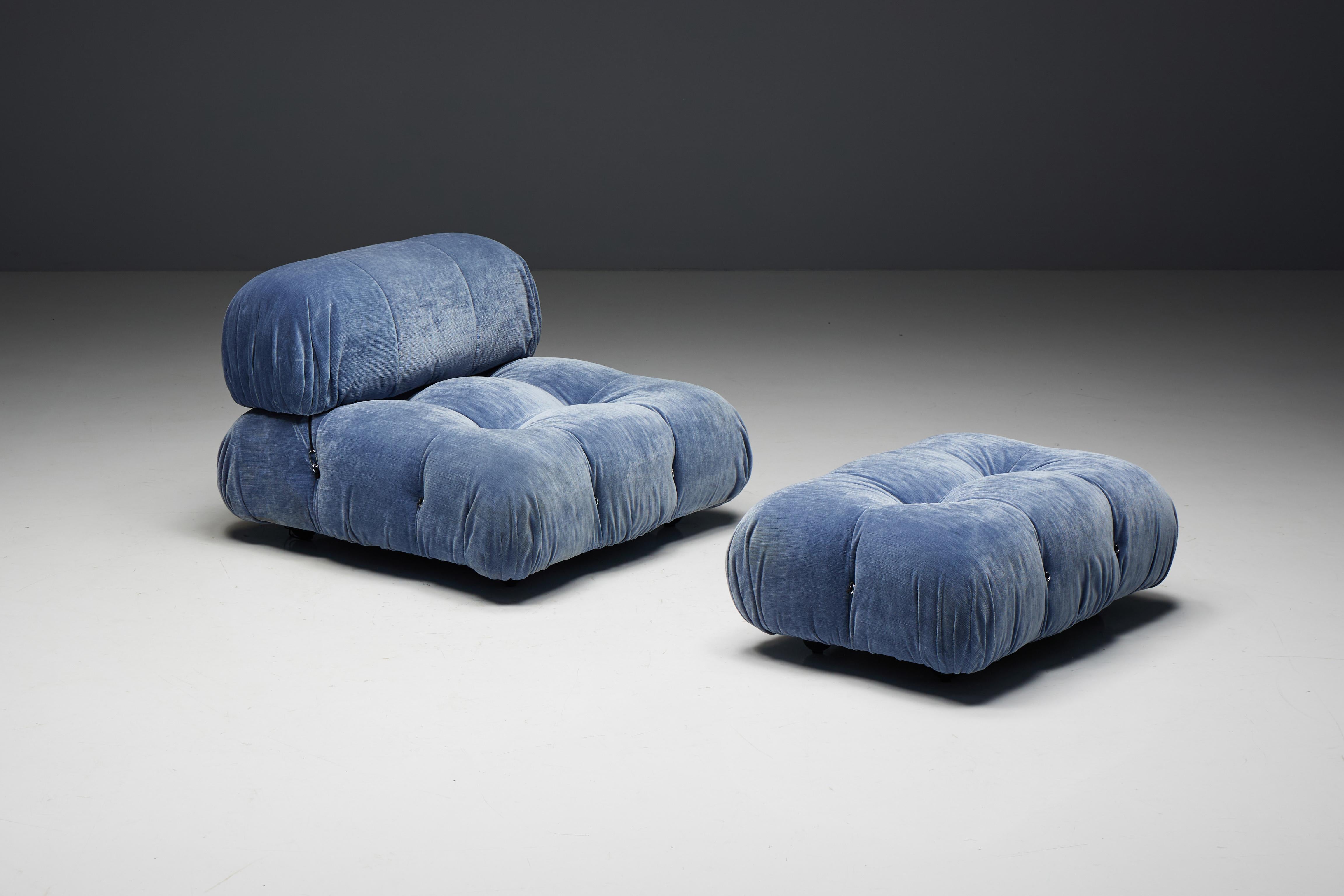 Blue Velvet Camaleonda Sofa by Mario Bellini for B&B Italia, Italy, 1970s For Sale 4