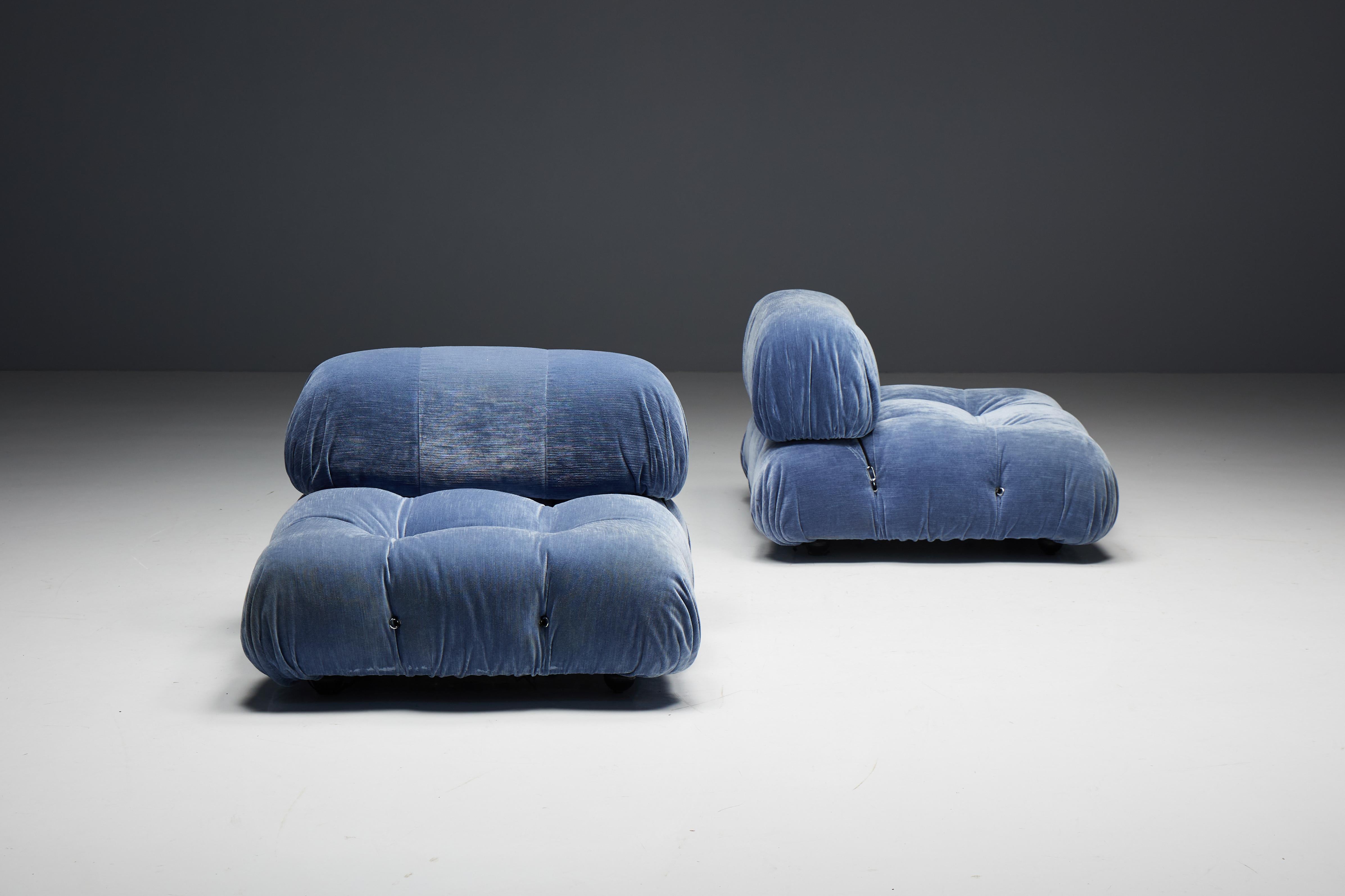 Blue Velvet Camaleonda Sofa by Mario Bellini for B&B Italia, Italy, 1970s For Sale 6