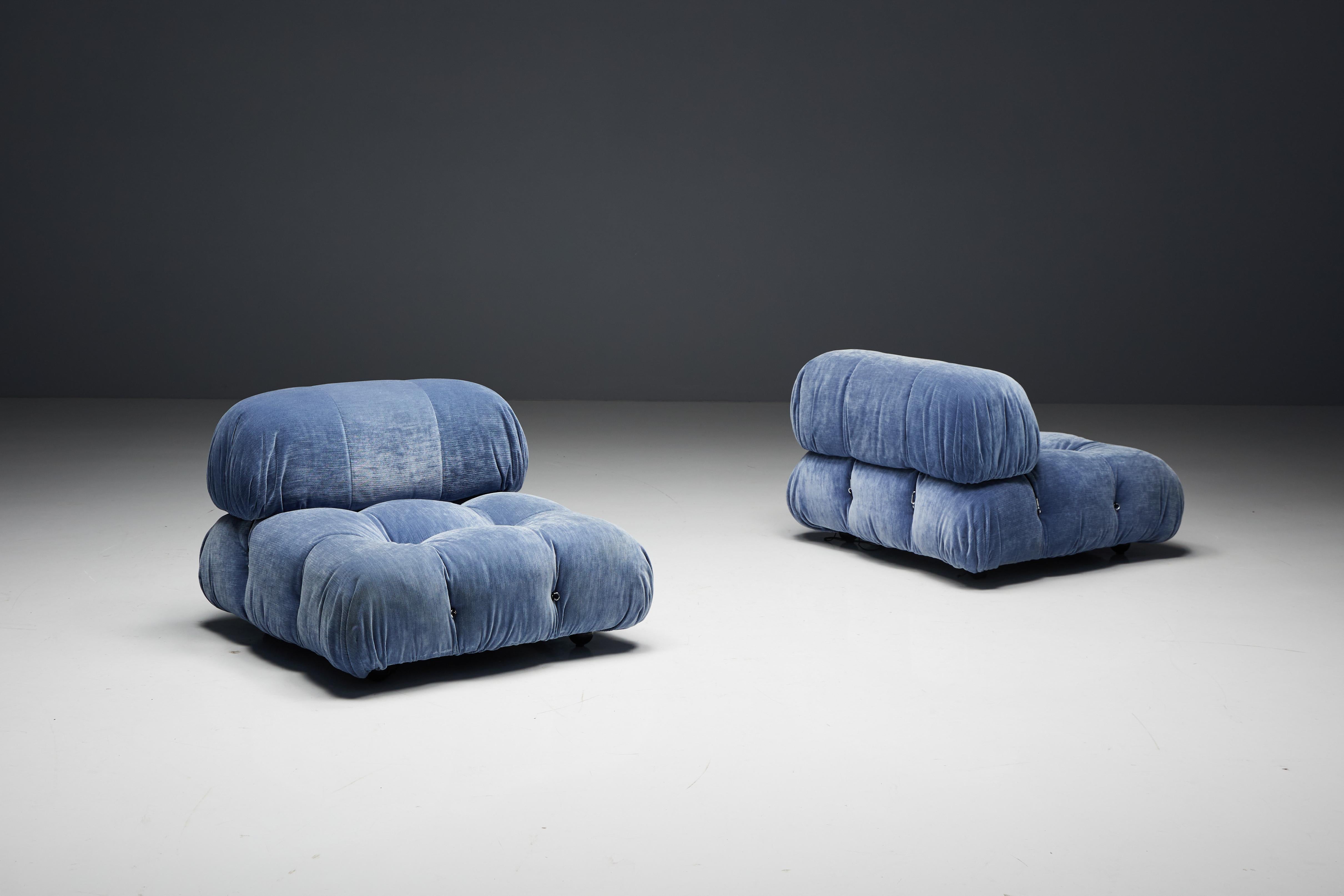 Blue Velvet Camaleonda Sofa by Mario Bellini for B&B Italia, Italy, 1970s For Sale 7