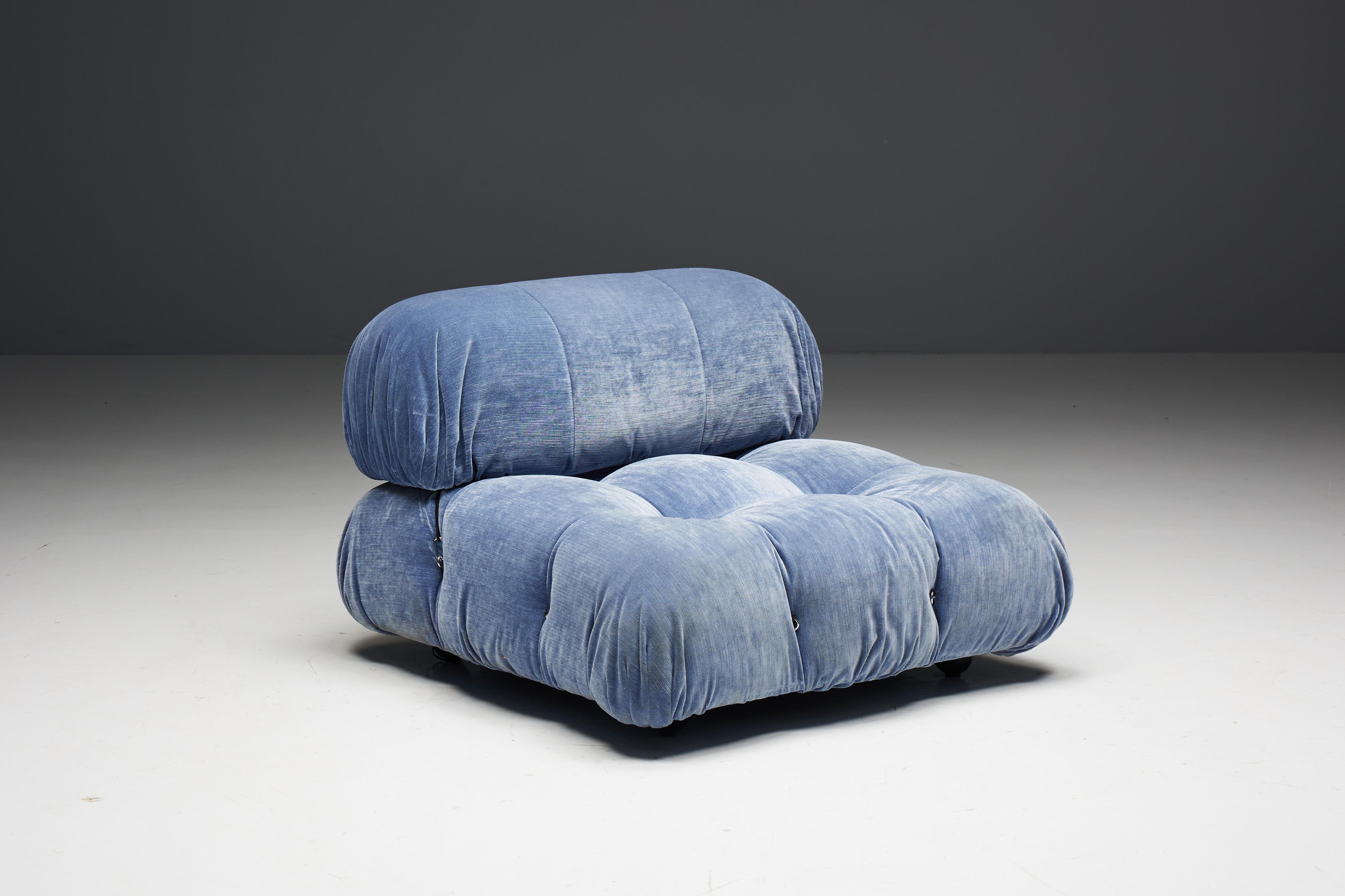 Blue Velvet Camaleonda Sofa by Mario Bellini for B&B Italia, Italy, 1970s For Sale 8
