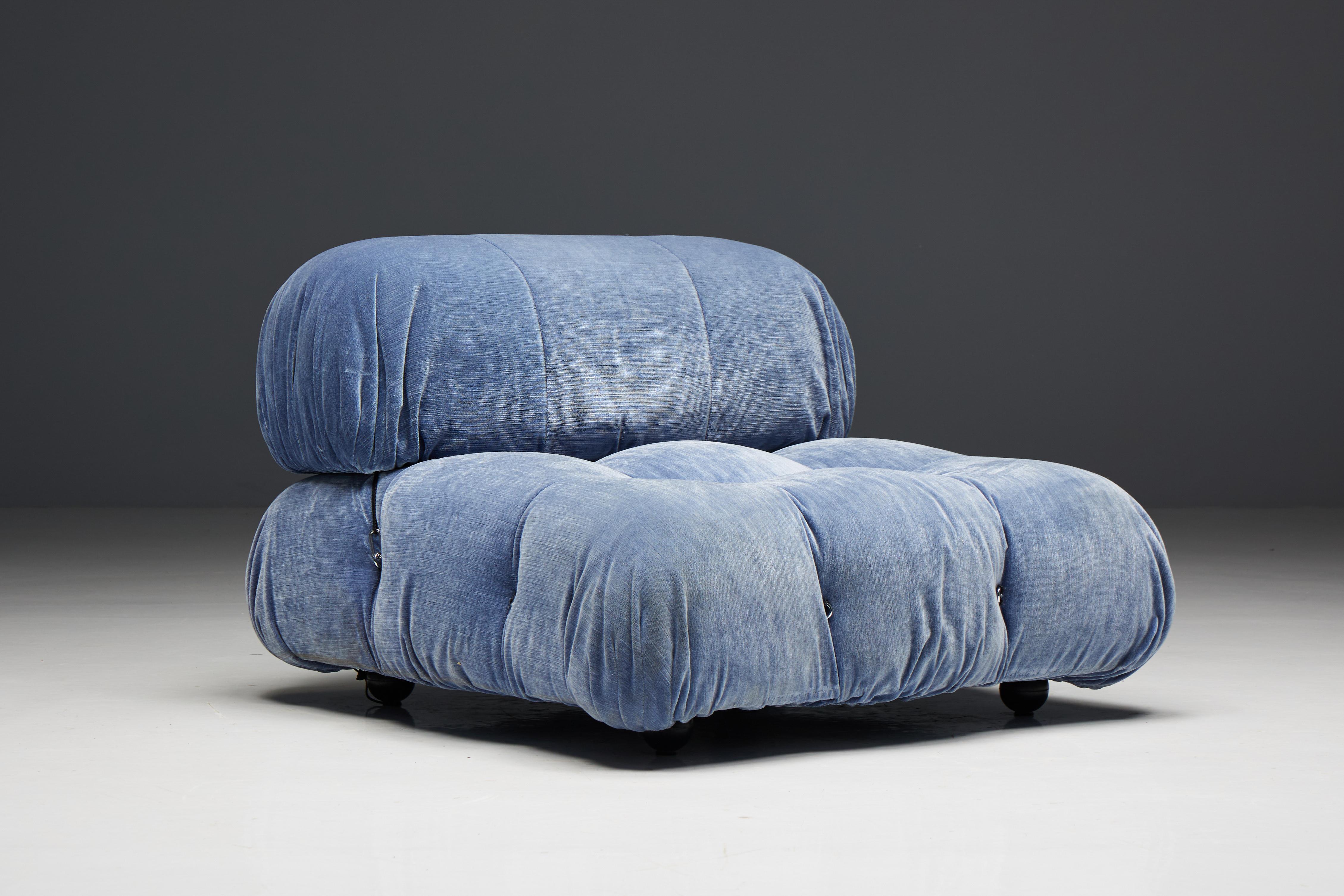 Blue Velvet Camaleonda Sofa by Mario Bellini for B&B Italia, Italy, 1970s For Sale 10