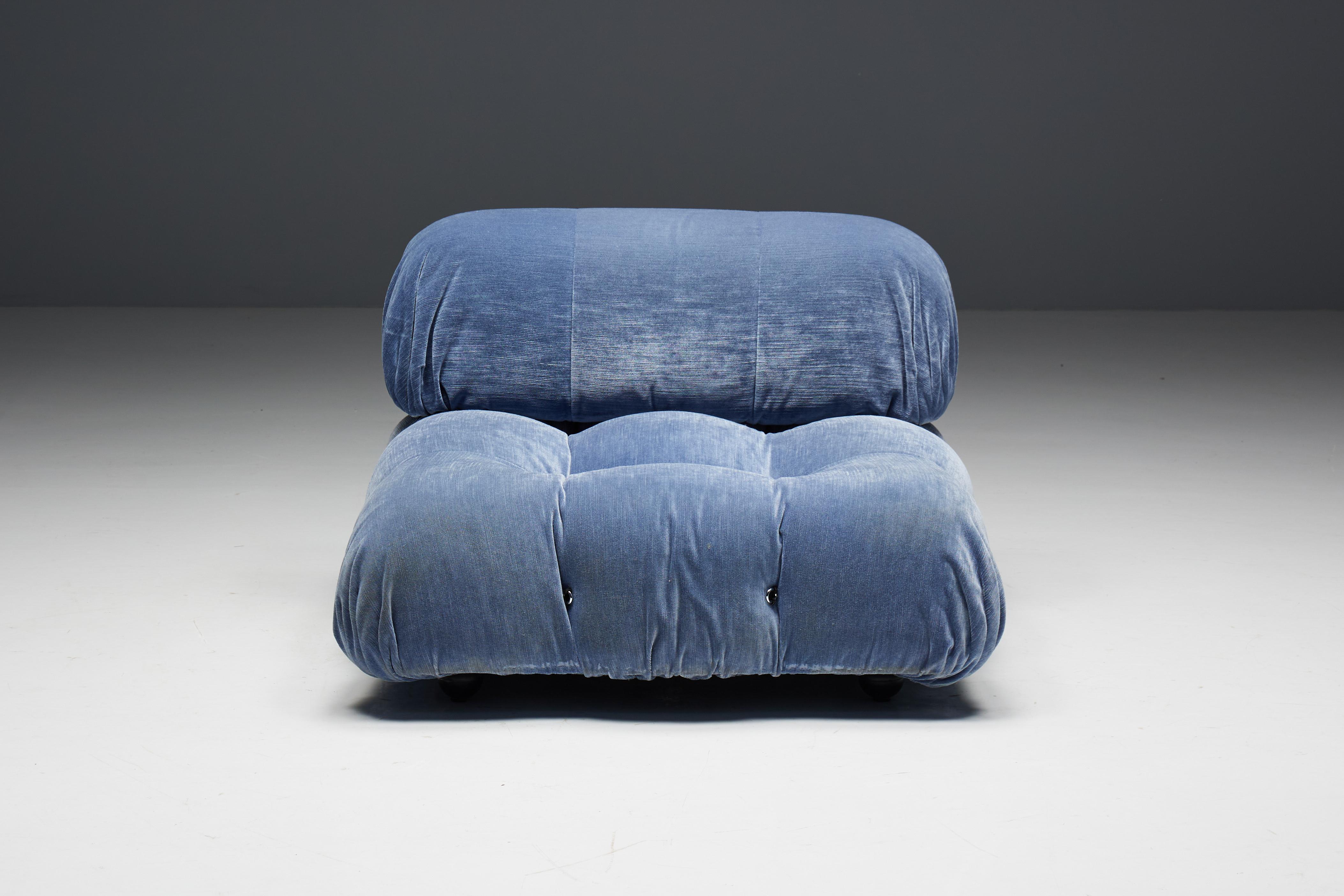 Blue Velvet Camaleonda Sofa by Mario Bellini for B&B Italia, Italy, 1970s For Sale 11