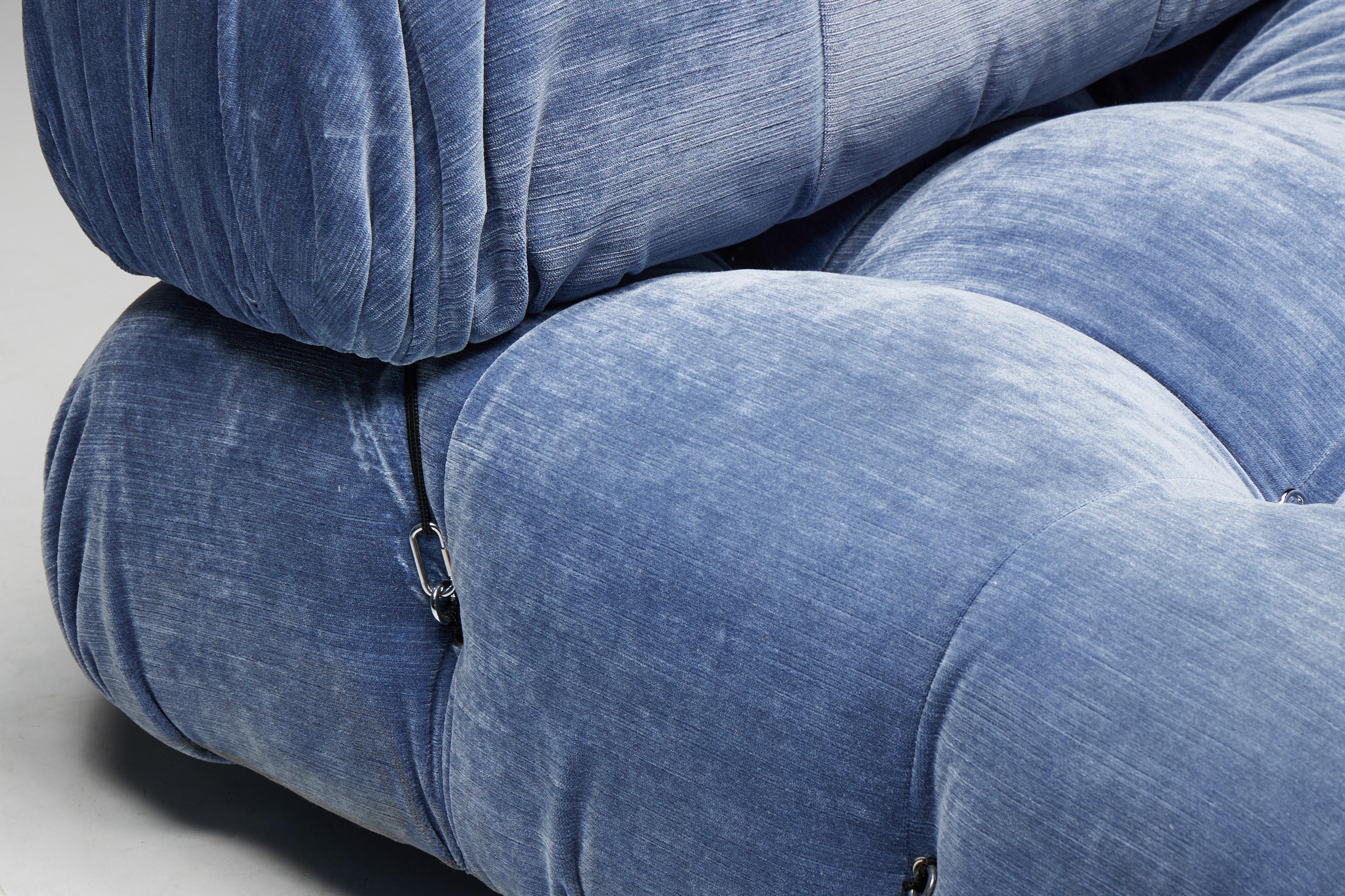 Blue Velvet Camaleonda Sofa by Mario Bellini for B&B Italia, Italy, 1970s For Sale 12
