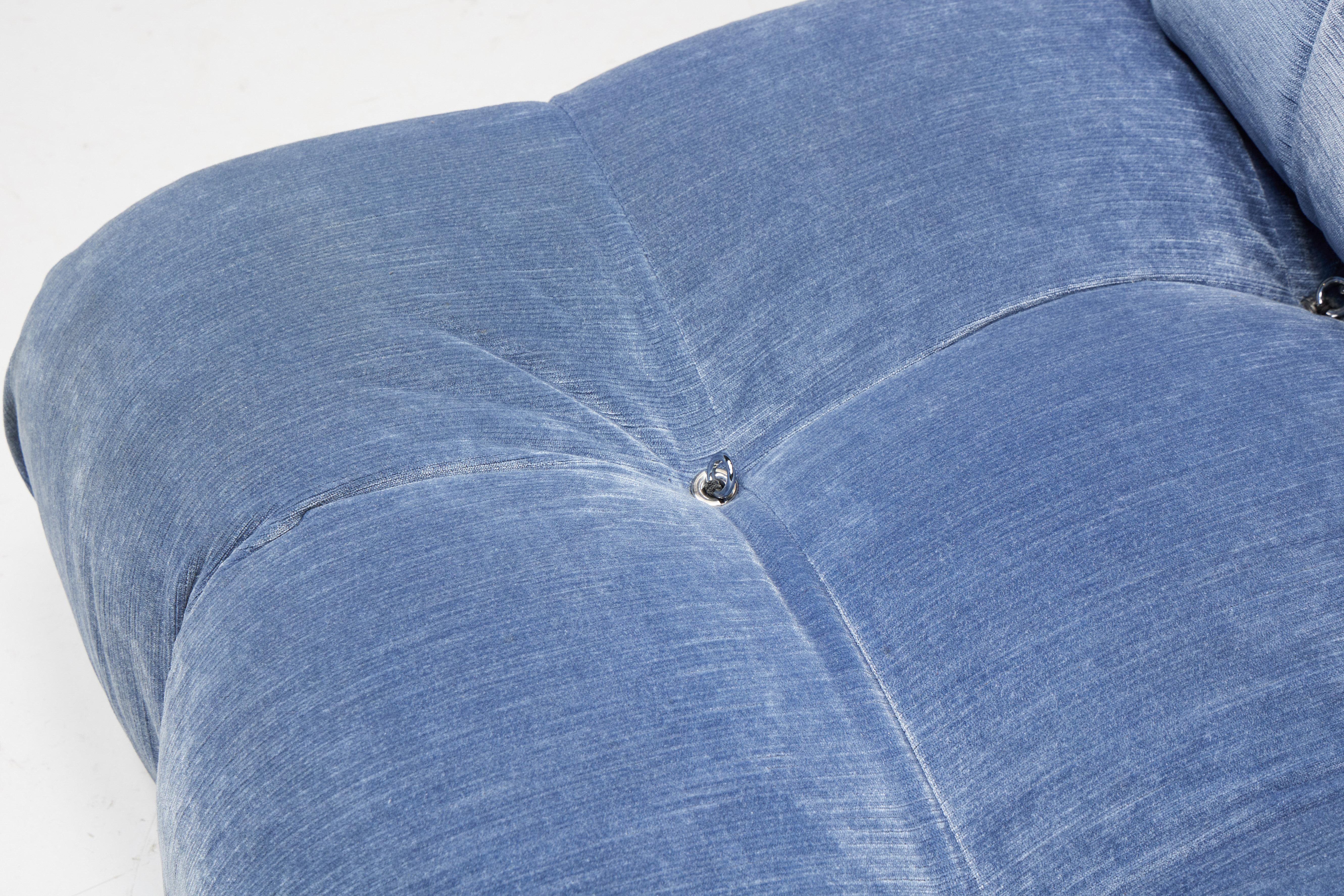 Blue Velvet Camaleonda Sofa by Mario Bellini for B&B Italia, Italy, 1970s For Sale 14