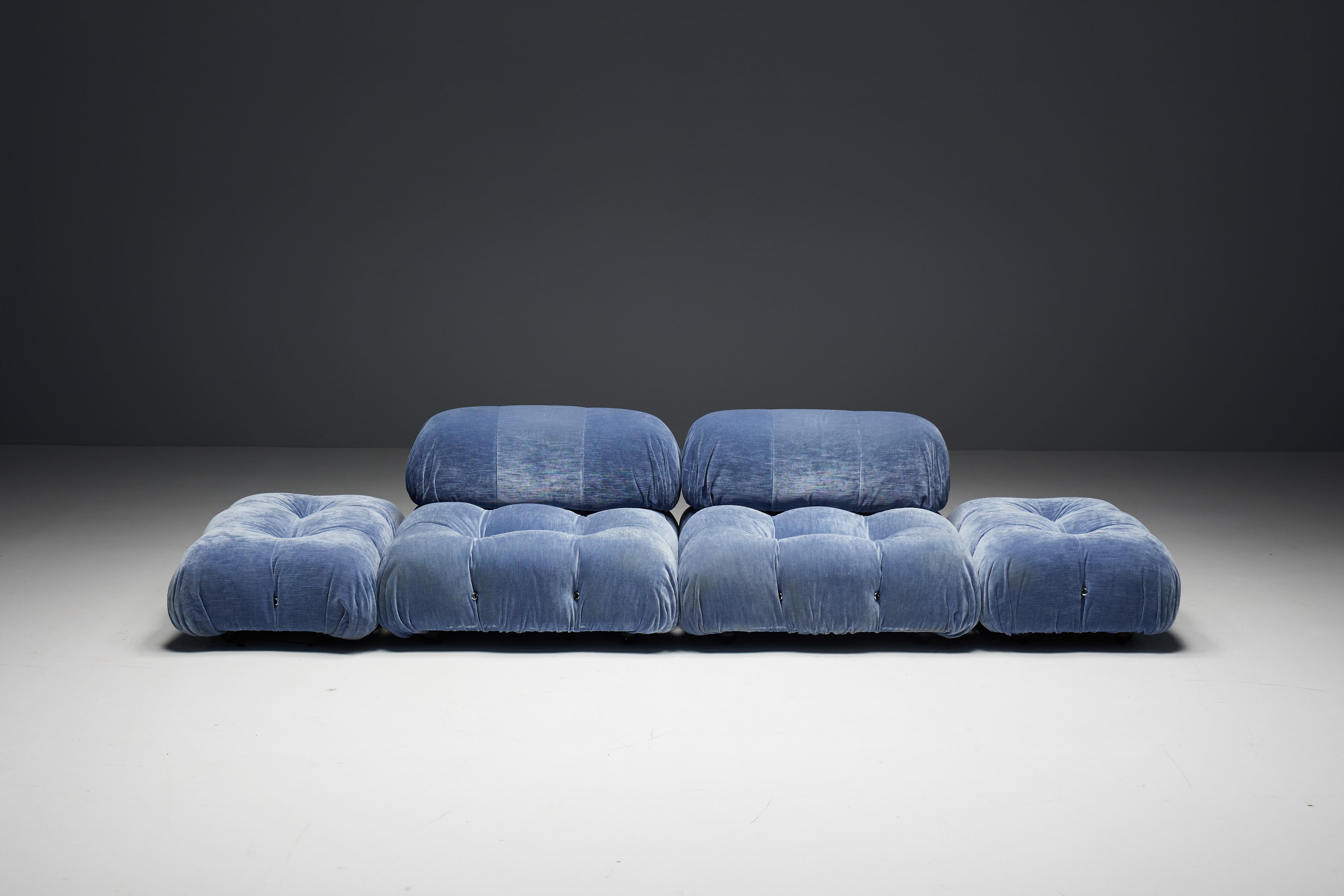Blue Velvet Camaleonda Sofa by Mario Bellini for B&B Italia, Italy, 1970s For Sale 1