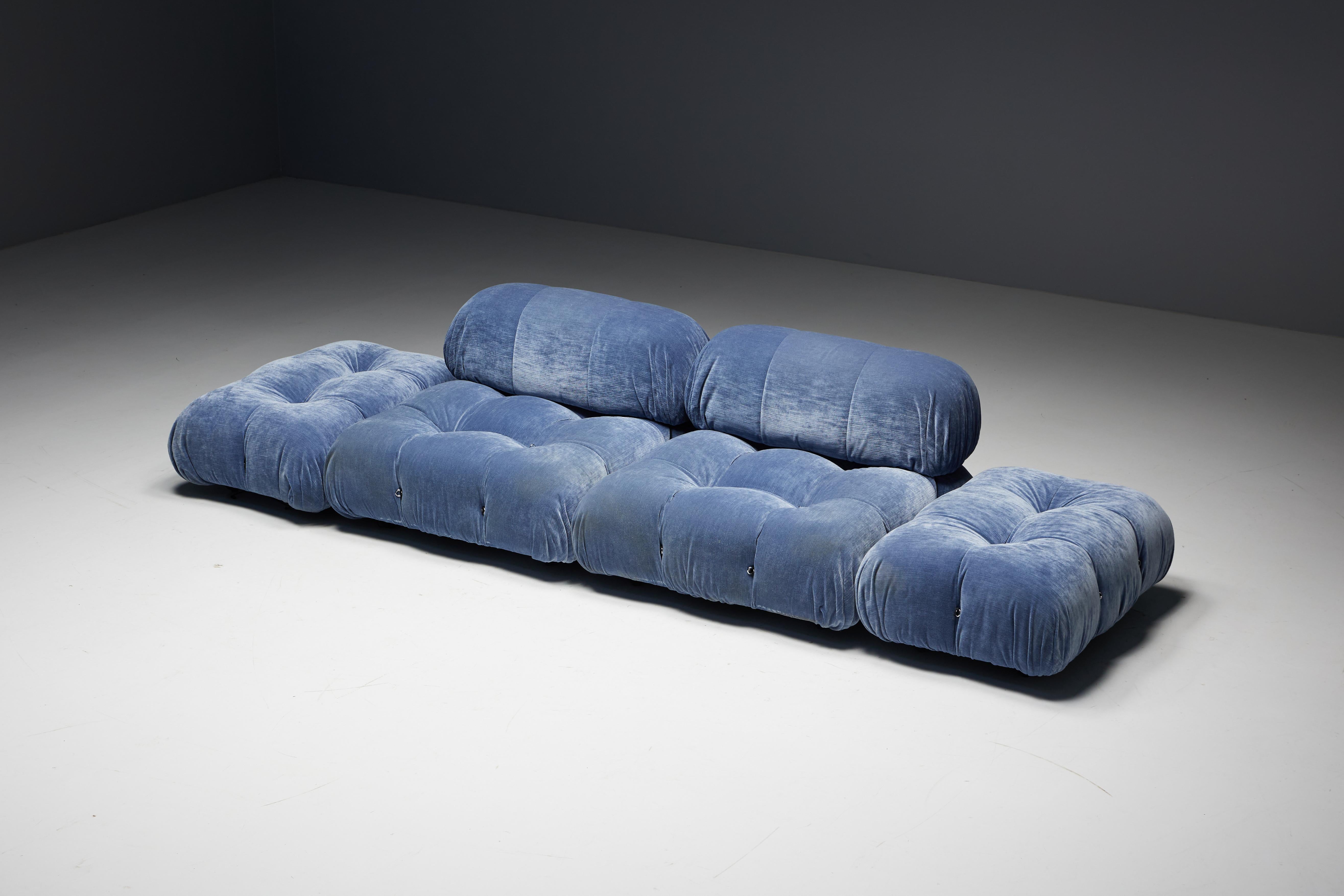 Blue Velvet Camaleonda Sofa by Mario Bellini for B&B Italia, Italy, 1970s For Sale 2