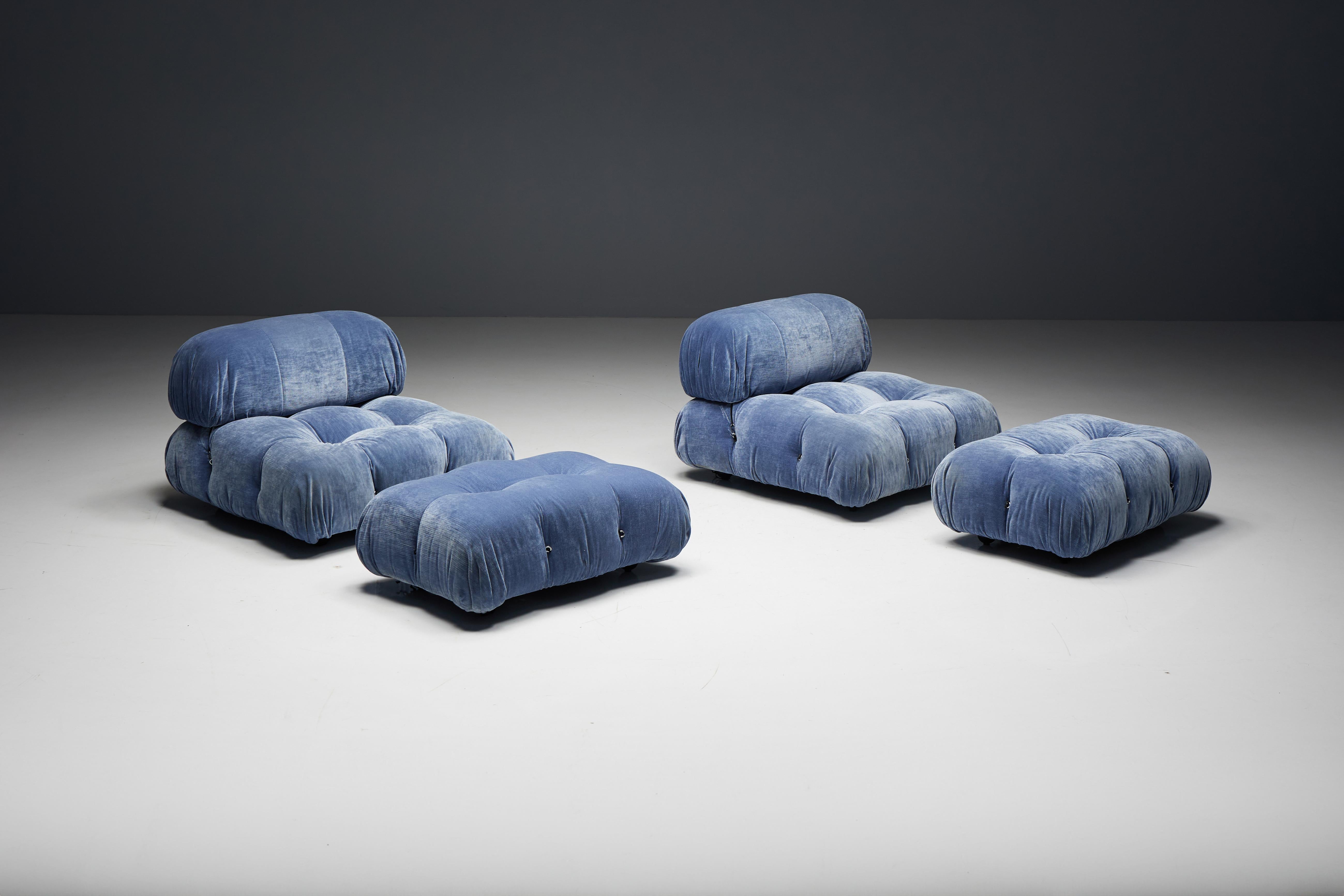 Blue Velvet Camaleonda Sofa by Mario Bellini for B&B Italia, Italy, 1970s For Sale 3