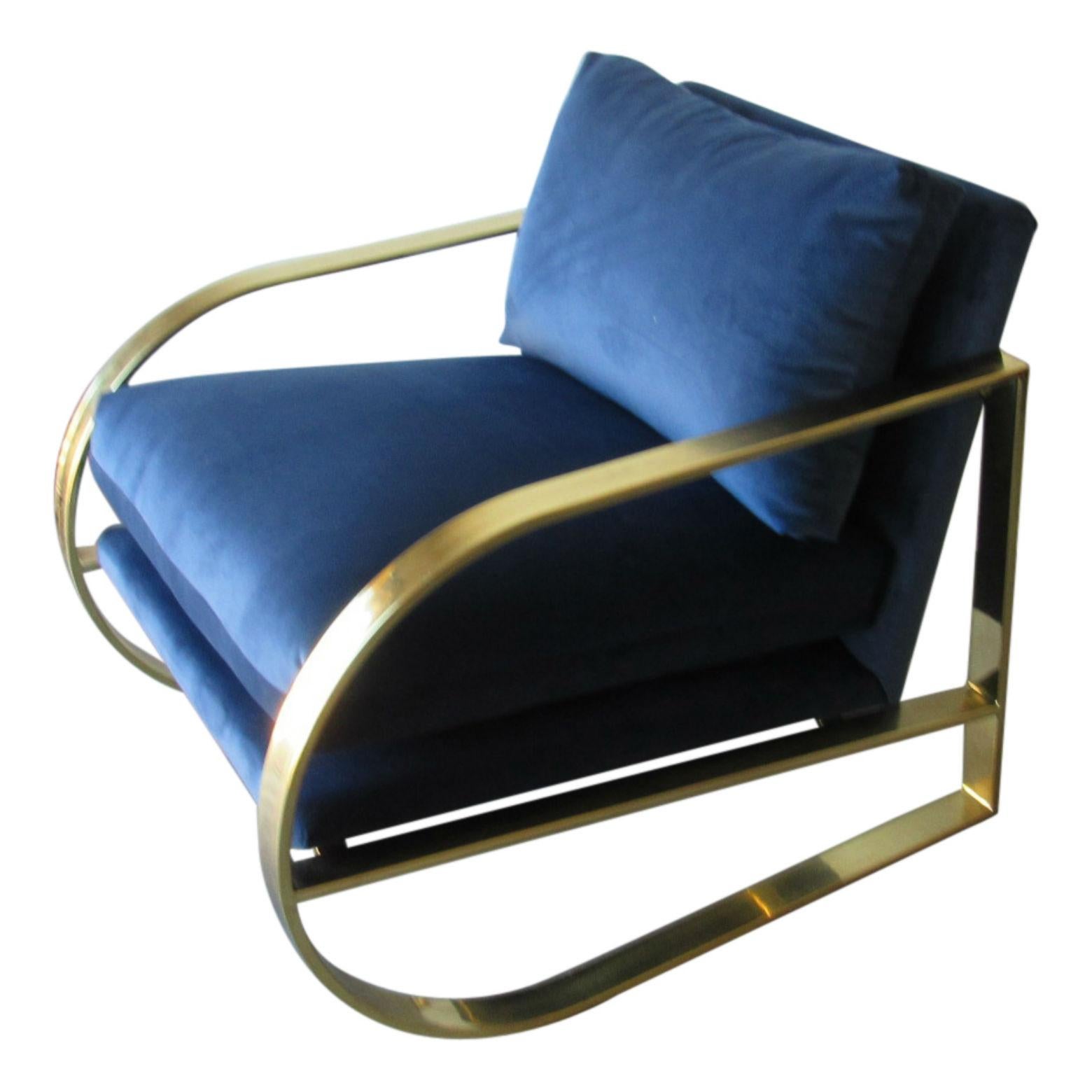 American Blue Velvet Chair by John Mascheroni for Swaim Originals, USA, 1960s