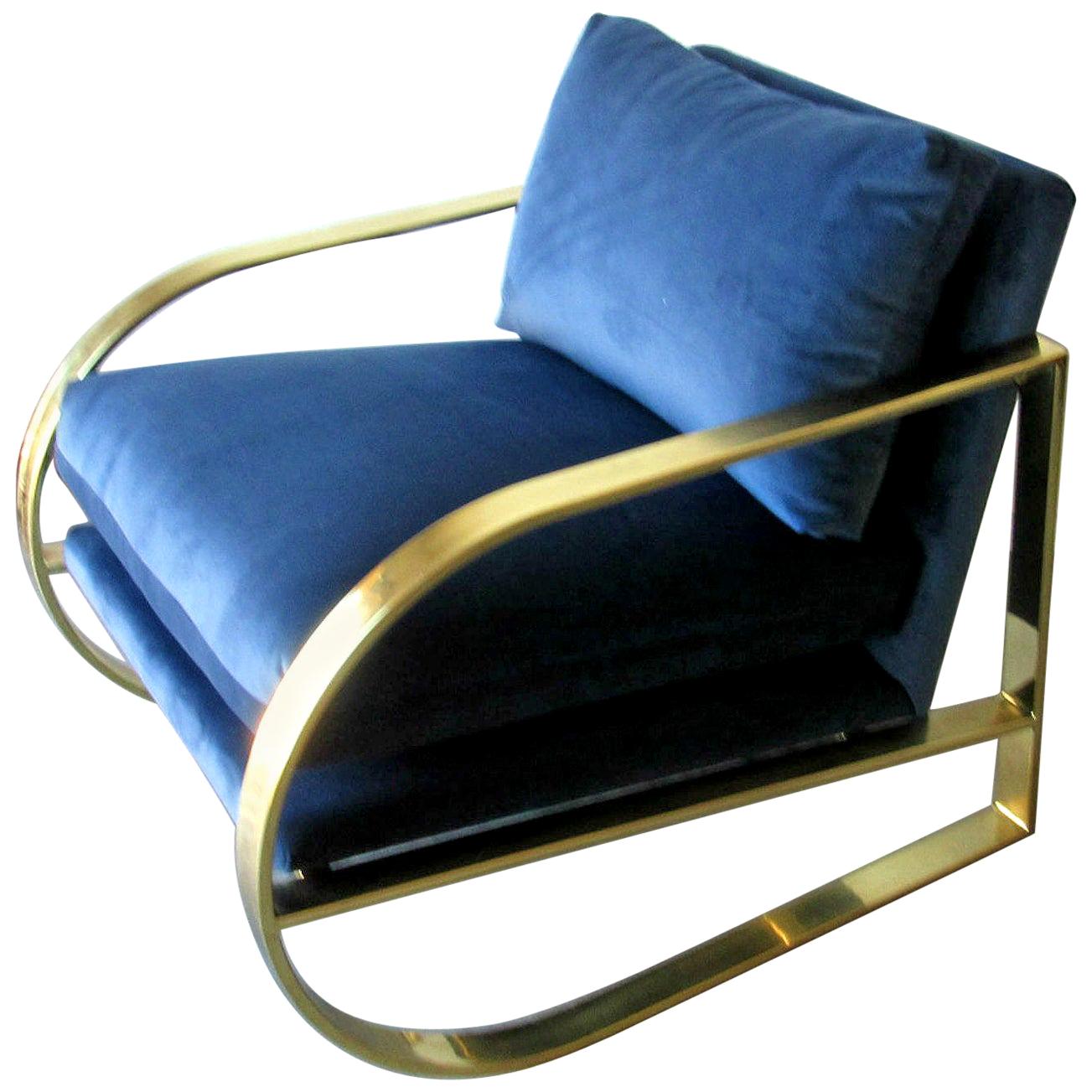 Blue Velvet Chair by John Mascheroni for Swaim Originals, USA, 1960s