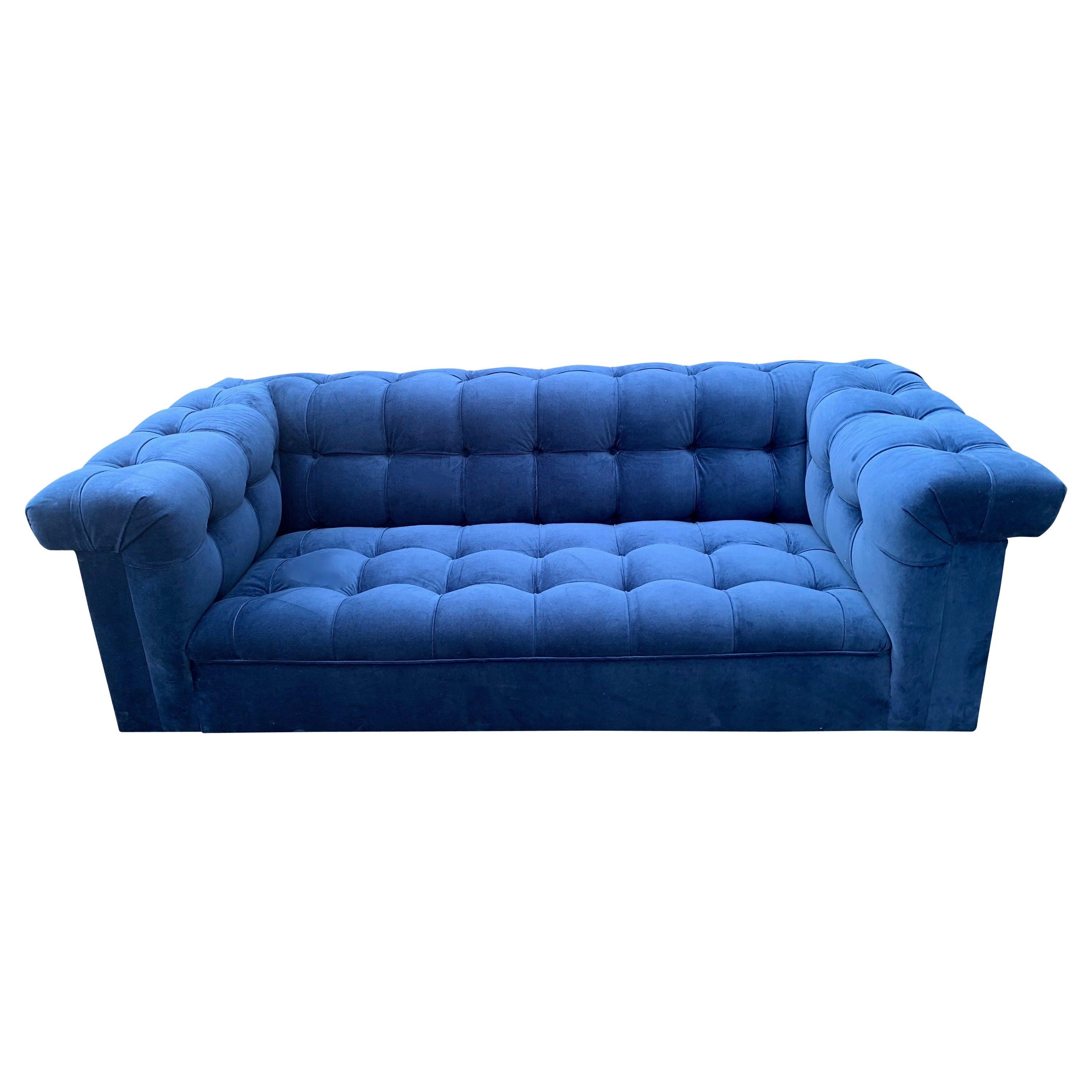Blue Velvet Dunbar Party Sofa by Edward Wormley