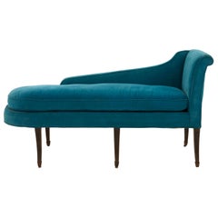 Blue Velvet Meridienne Chaise Lounge