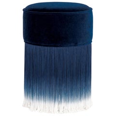 Blue Velvet Pouf with Fringe, Moooi