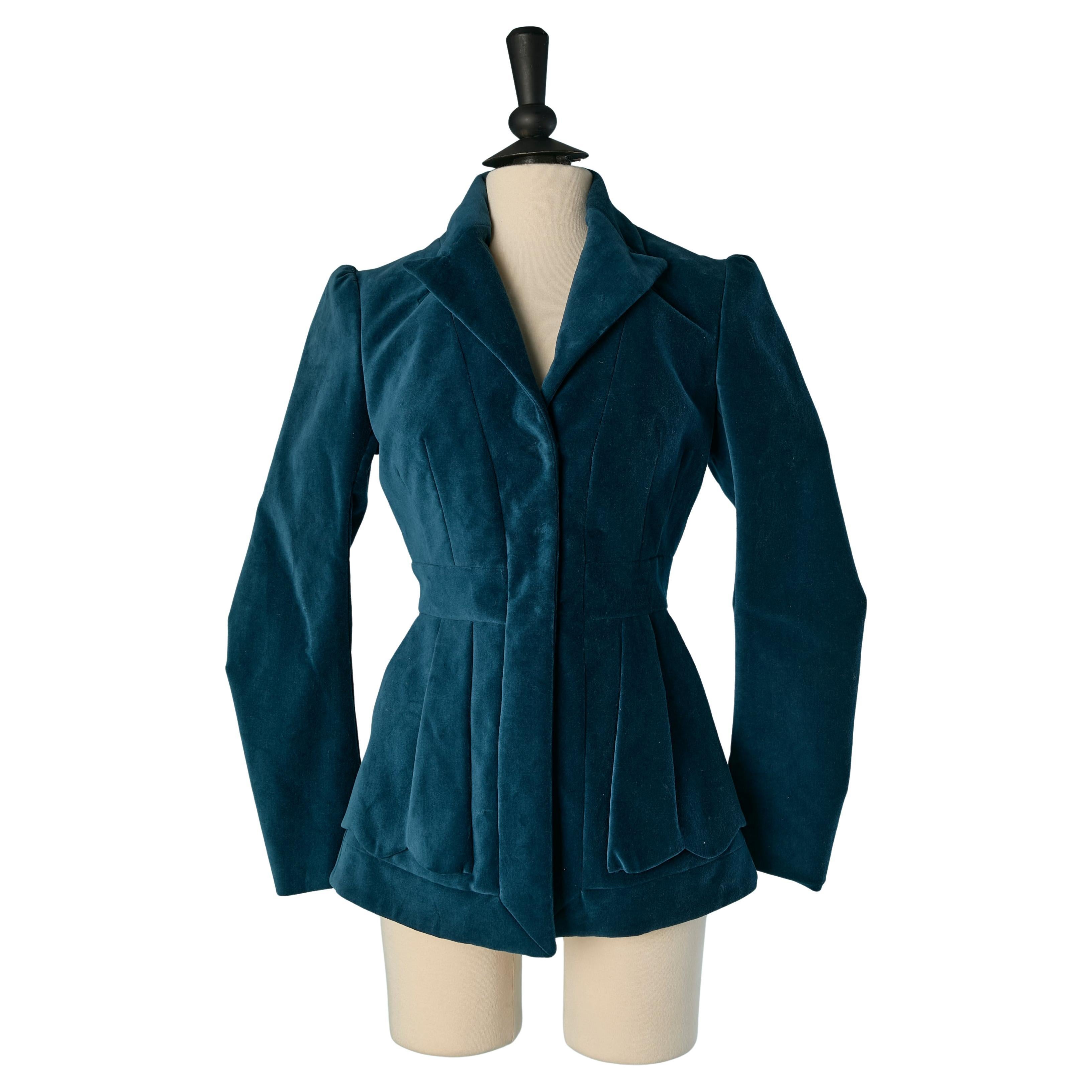 Blue velvet single breasted jacket JOHN GALLIANO