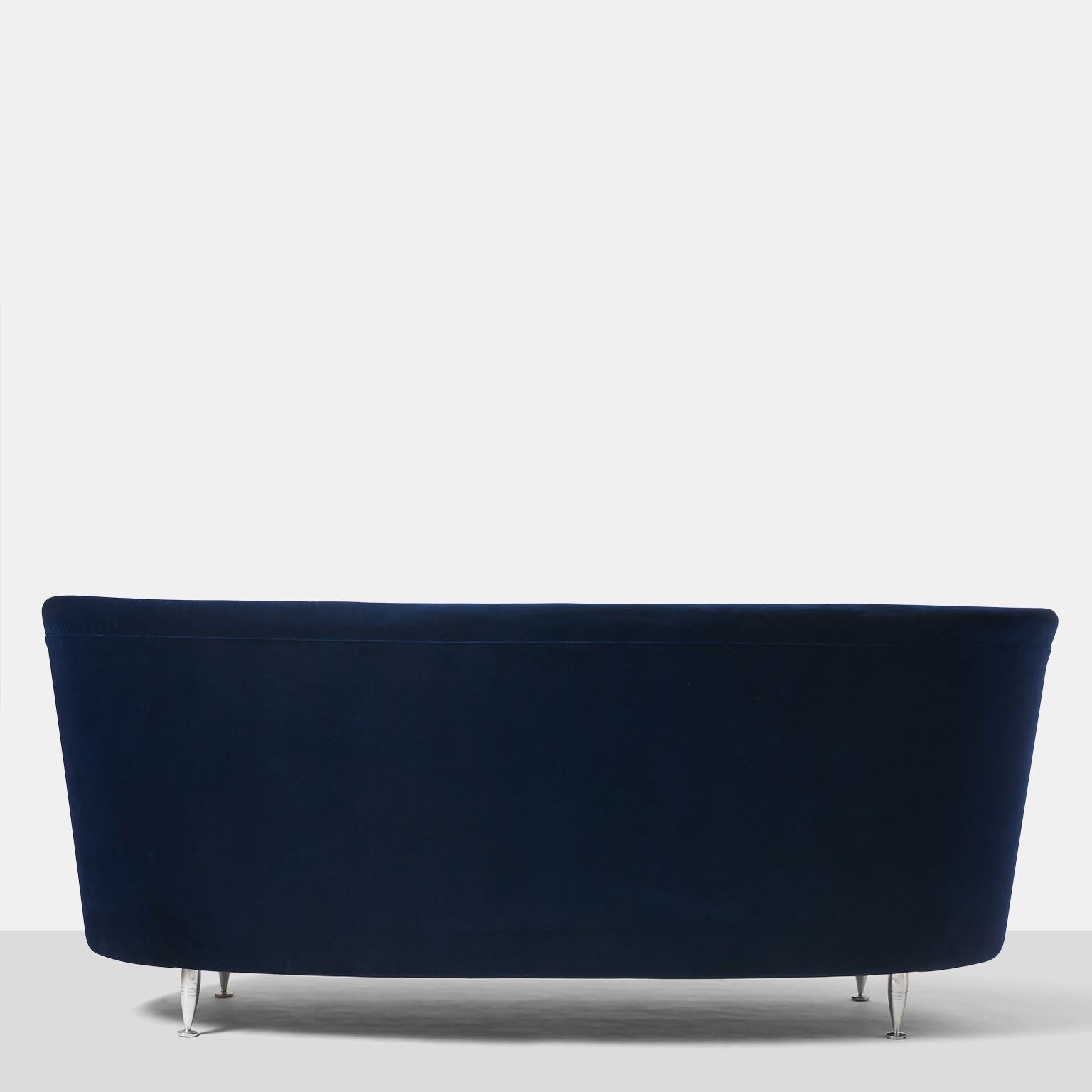 Blue Velvet Sofa by Massimo Iosa Ghini In Good Condition For Sale In San Francisco, CA