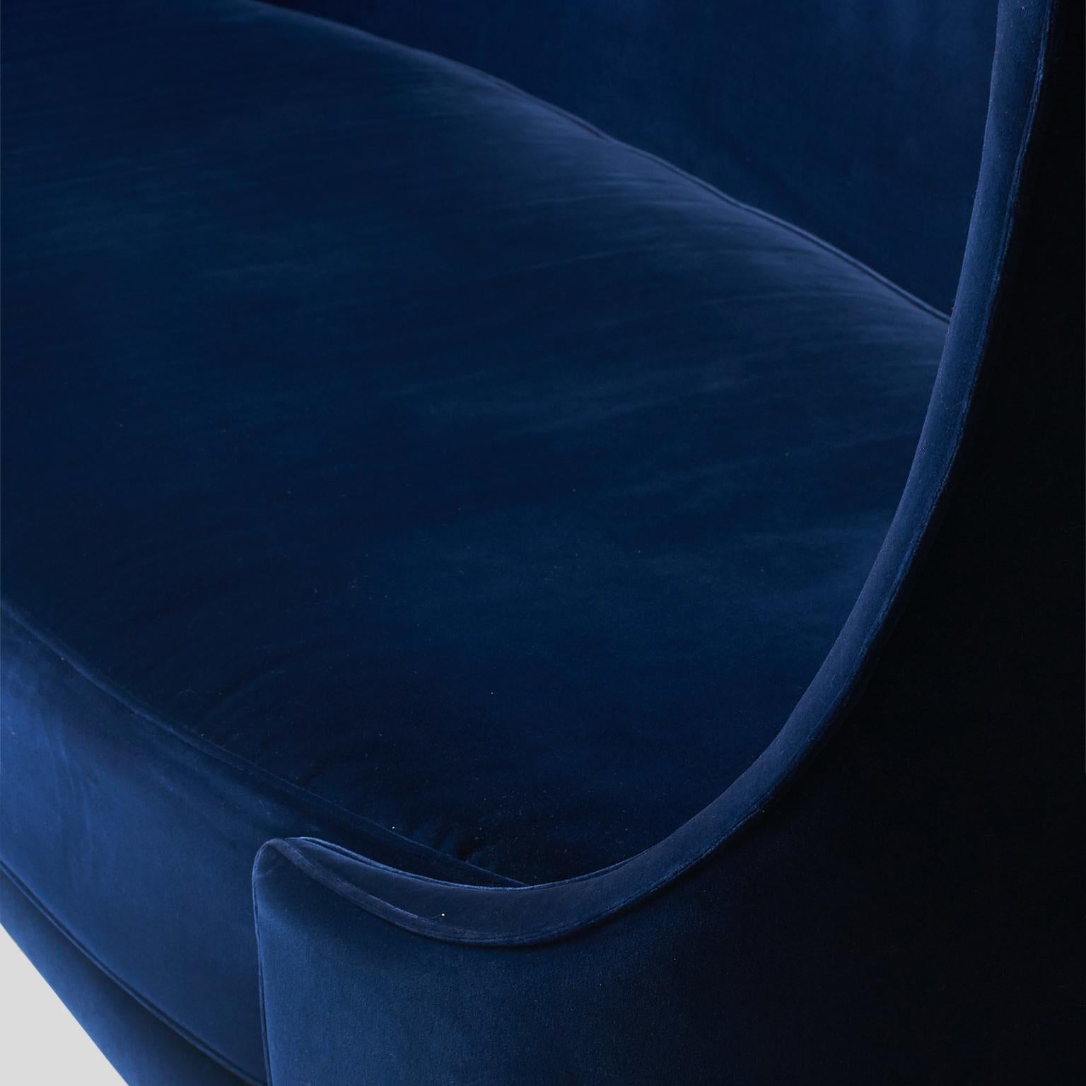 Steel Blue Velvet Sofa by Massimo Iosa Ghini For Sale