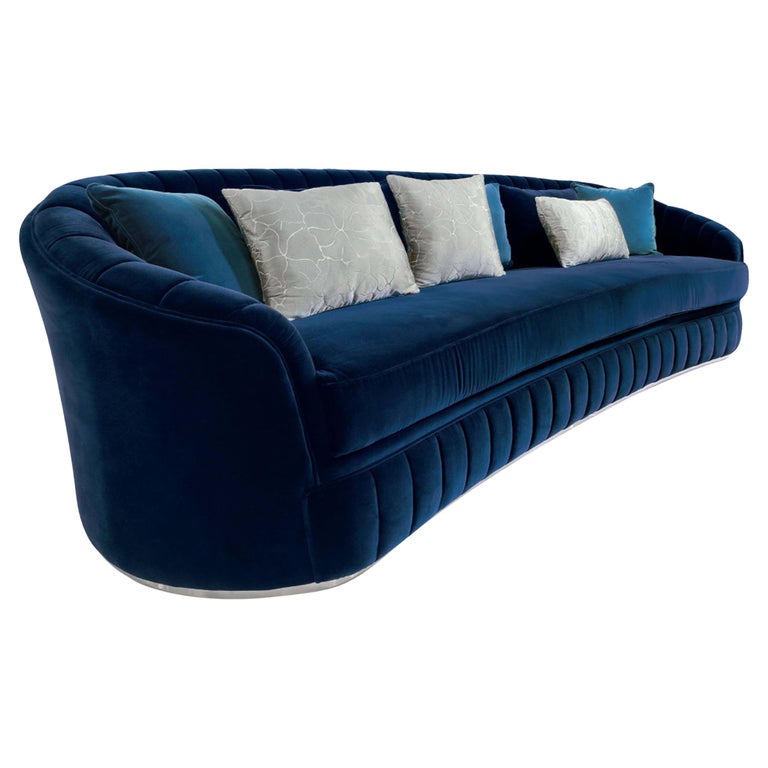 Blue Velvet Sofa For Sale at 1stDibs