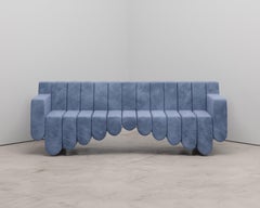 Blue Velvet Three Seat Sofa