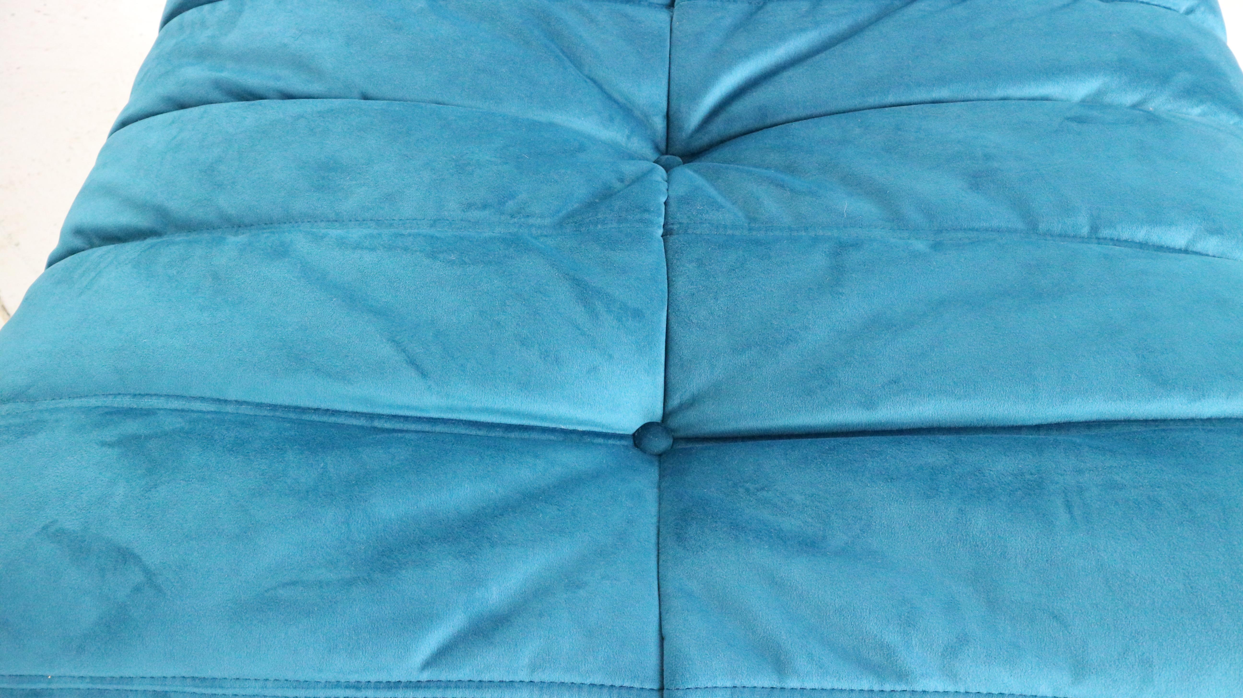 Blue Velvet Togo Sofa By Michel Ducaroy For Ligne Roset, Set of Five, 1973 10