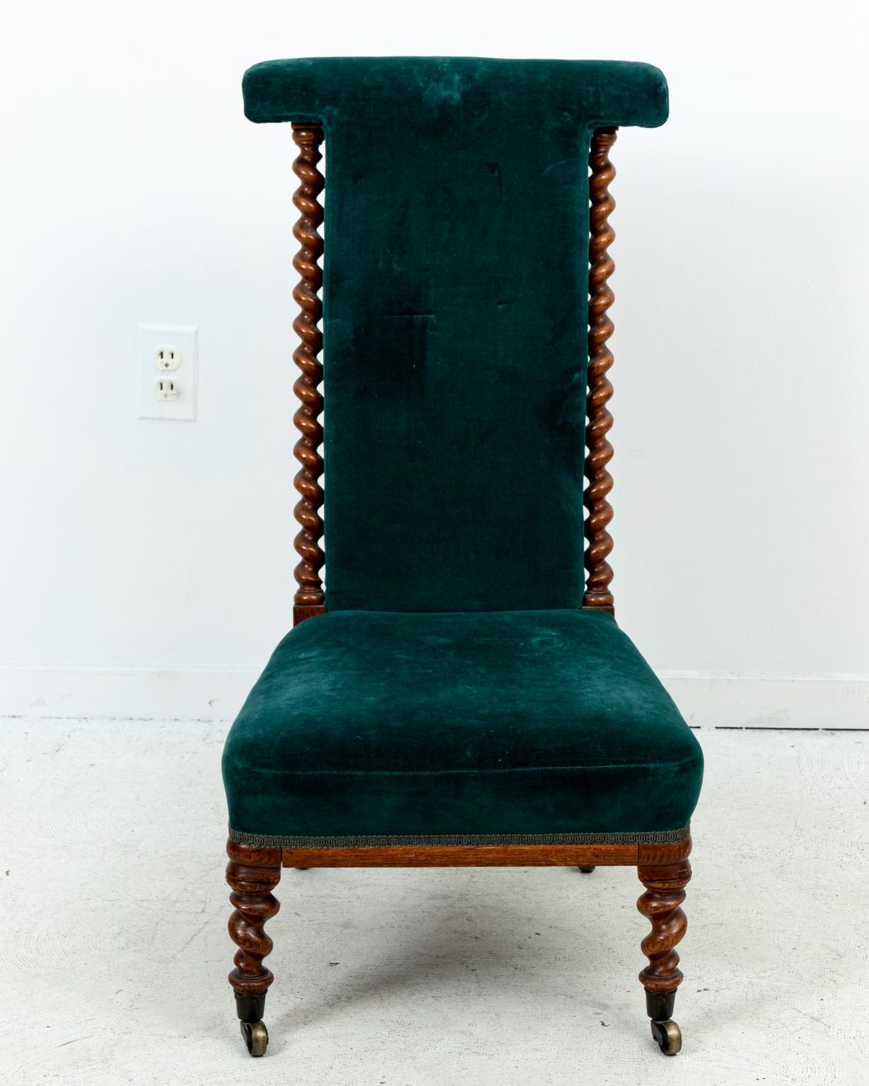 Blue Velvet Upholstered Slipper Chair 6